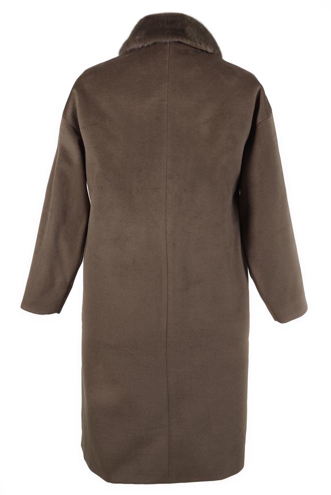 Hijab clothing BROWN COAT WITH FUR DETAIL 90464 - ALVİNA