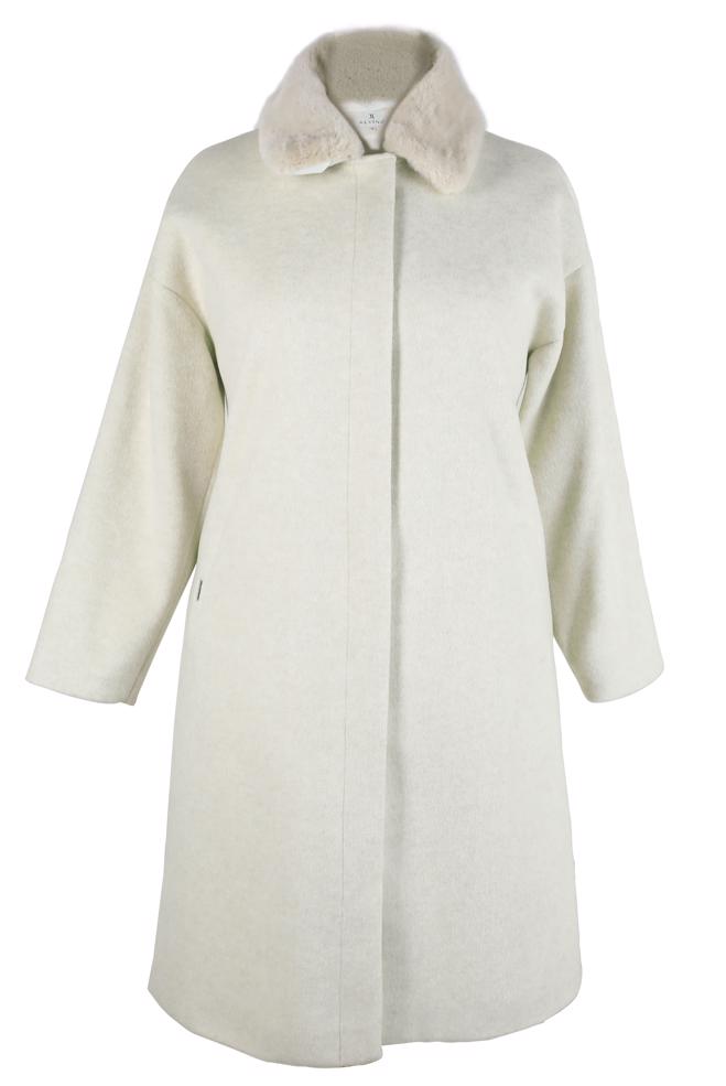 Hijab clothing ECRU COAT WITH FUR DETAIL 90464 - ALVİNA