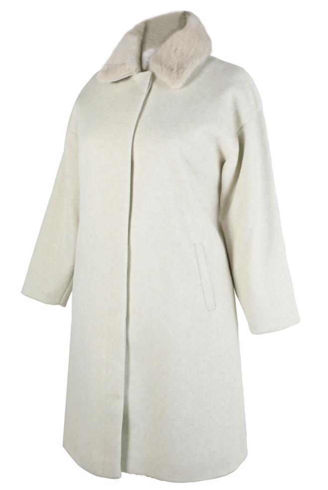 Hijab clothing ECRU COAT WITH FUR DETAIL 90464 - ALVİNA