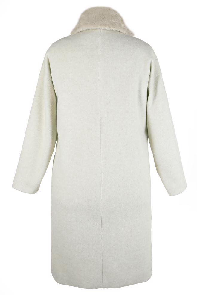 Hijab clothing ECRU COAT WITH FUR DETAIL 90464 - ALVİNA