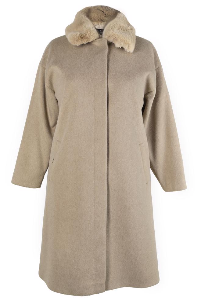 Hijab clothing MINK COAT WITH FUR DETAIL 90464 - ALVİNA