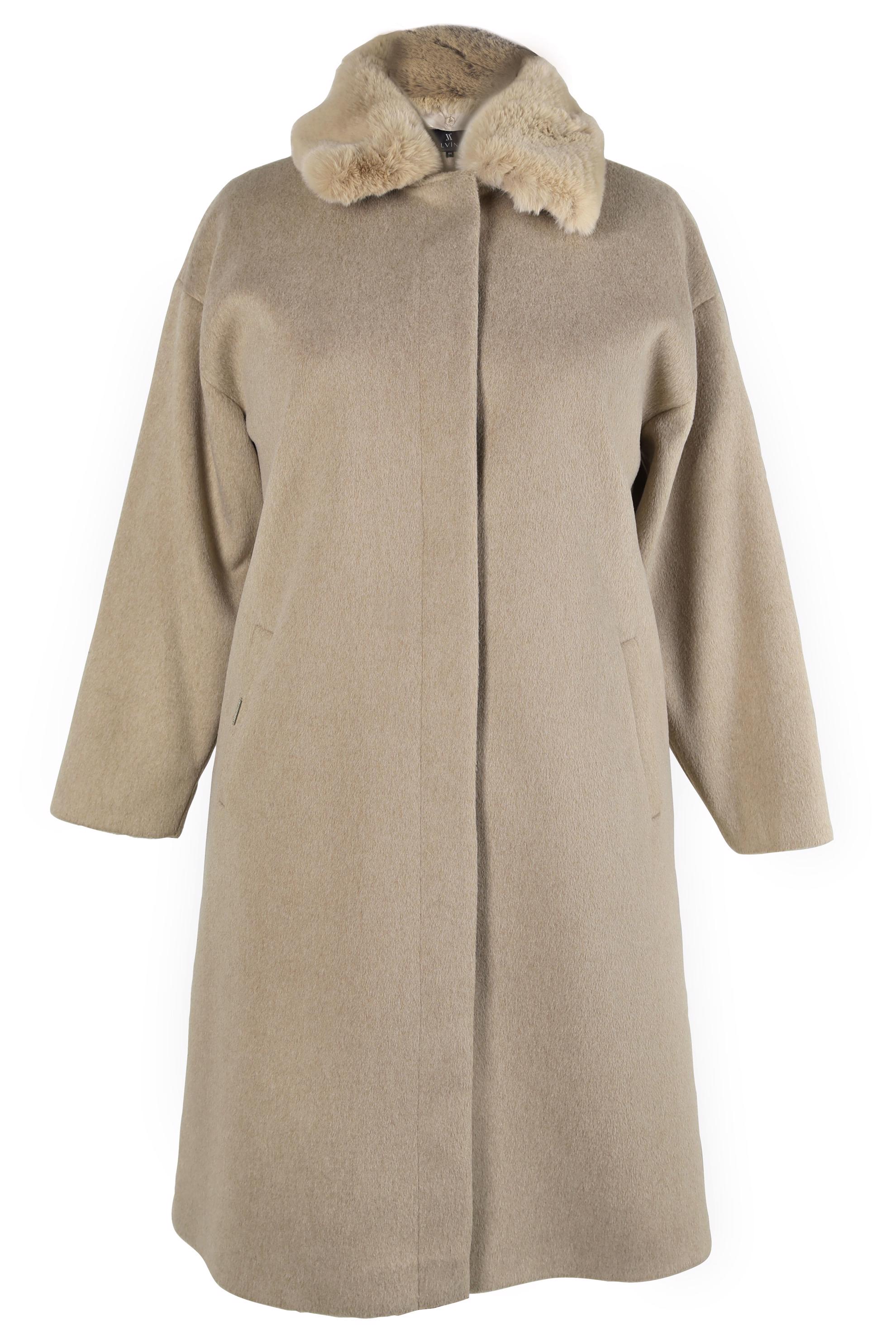 Hijab clothing MINK COAT WITH FUR DETAIL 90464