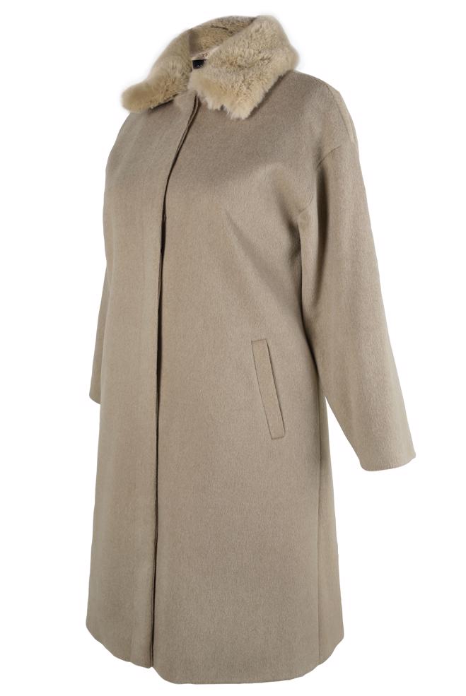 Hijab clothing MINK COAT WITH FUR DETAIL 90464 - ALVİNA