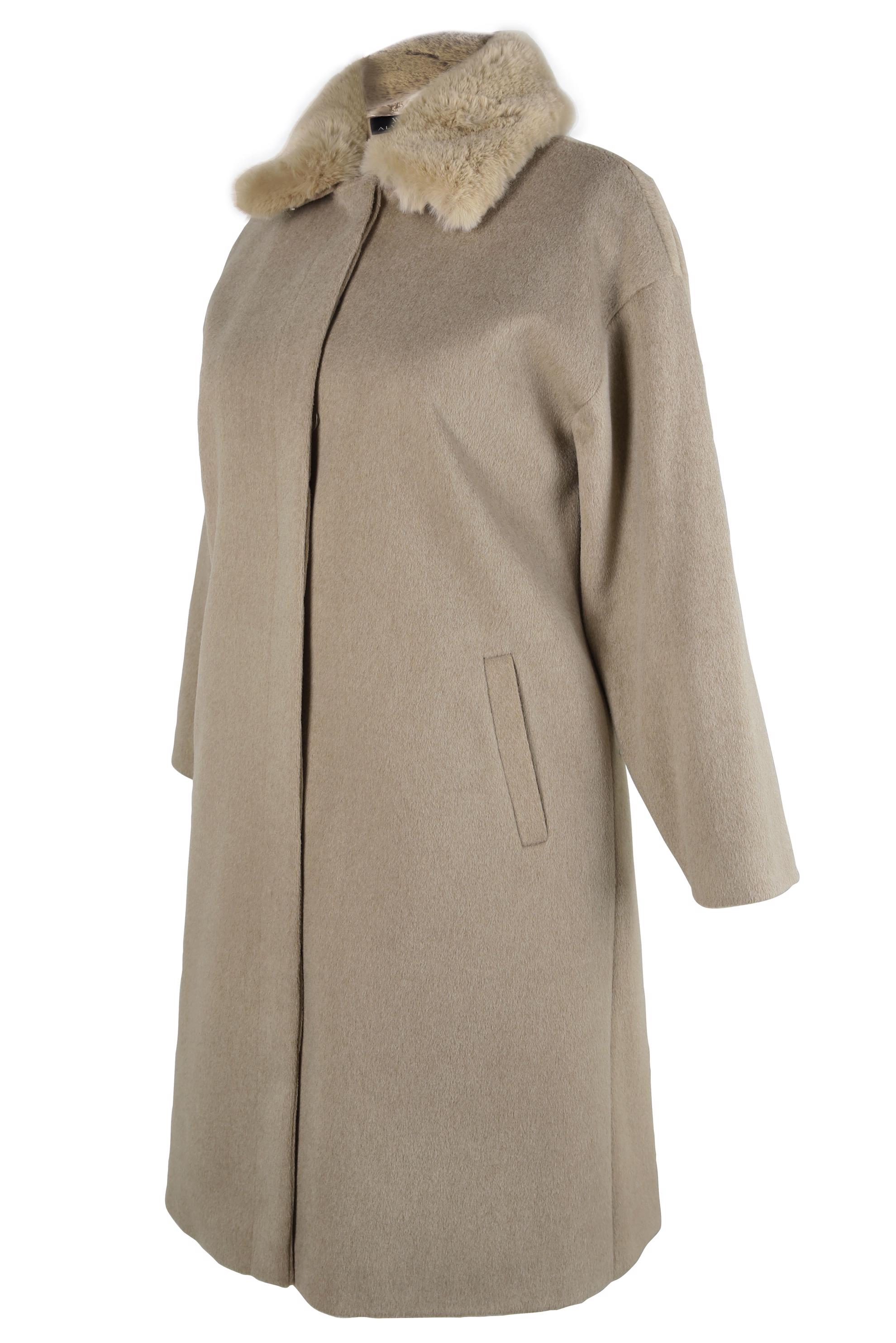 Hijab clothing MINK COAT WITH FUR DETAIL 90464