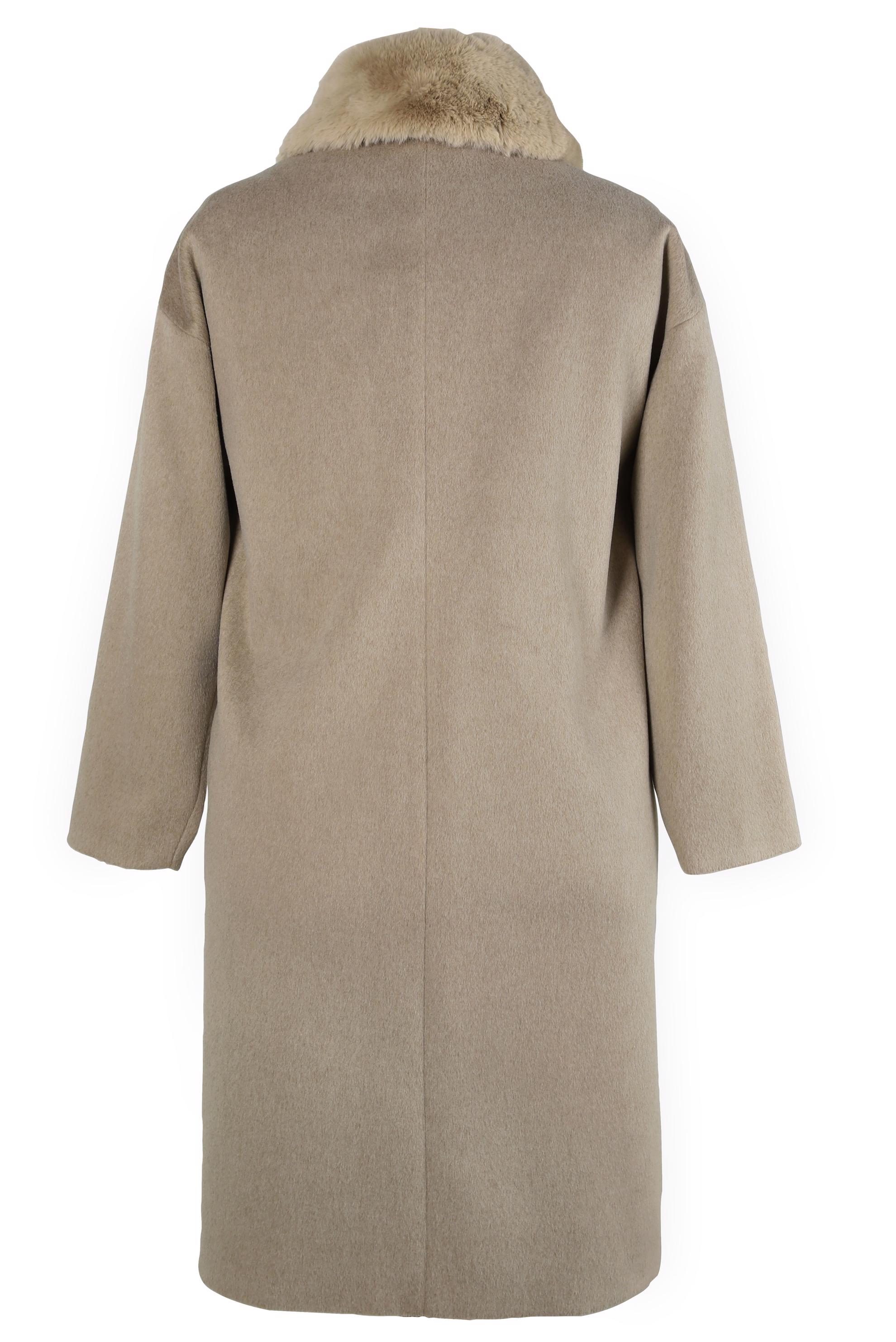 Hijab clothing MINK COAT WITH FUR DETAIL 90464