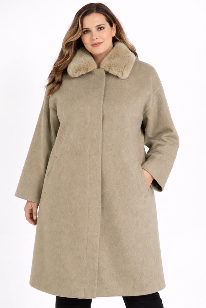 Vêtements hijab VISON CABAN AVEC DÉTAIL FOURRURE 90464 - ALVİNA