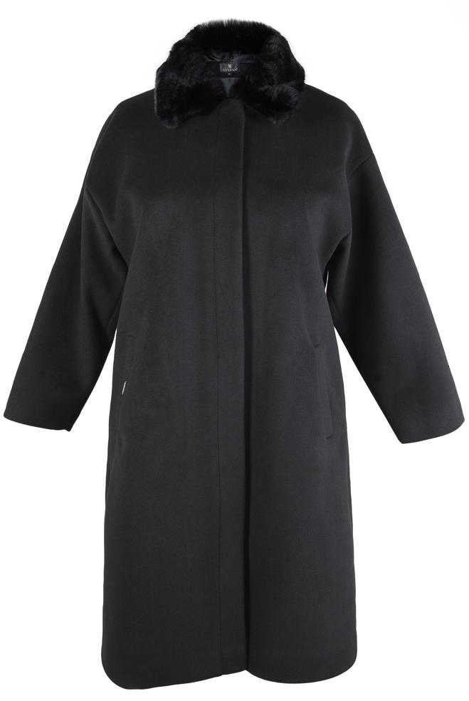 Hijab clothing GREY COAT WITH FUR DETAIL 90464 - ALVİNA