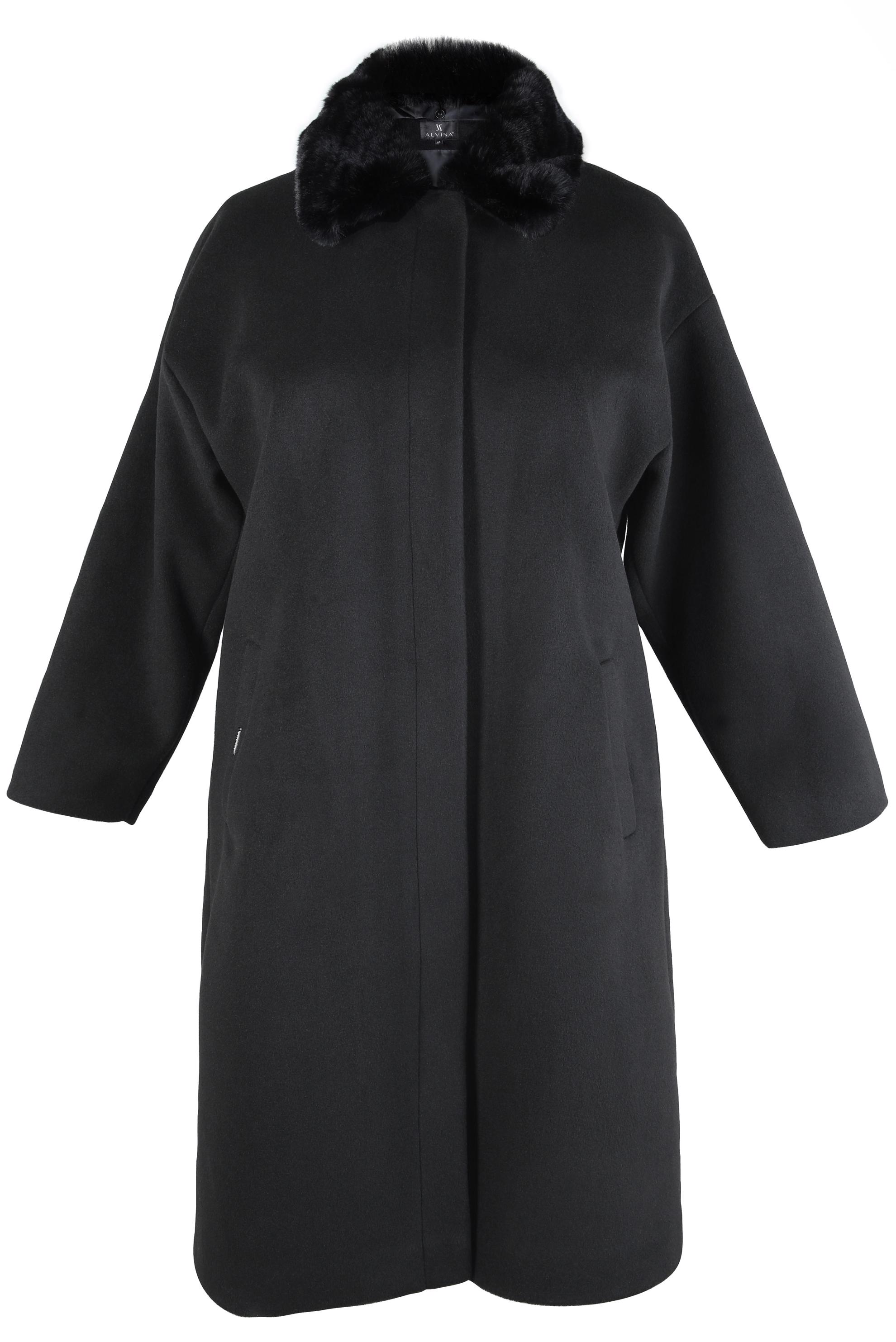 Vêtements hijab GRIS CABAN AVEC DÉTAIL FOURRURE 90464