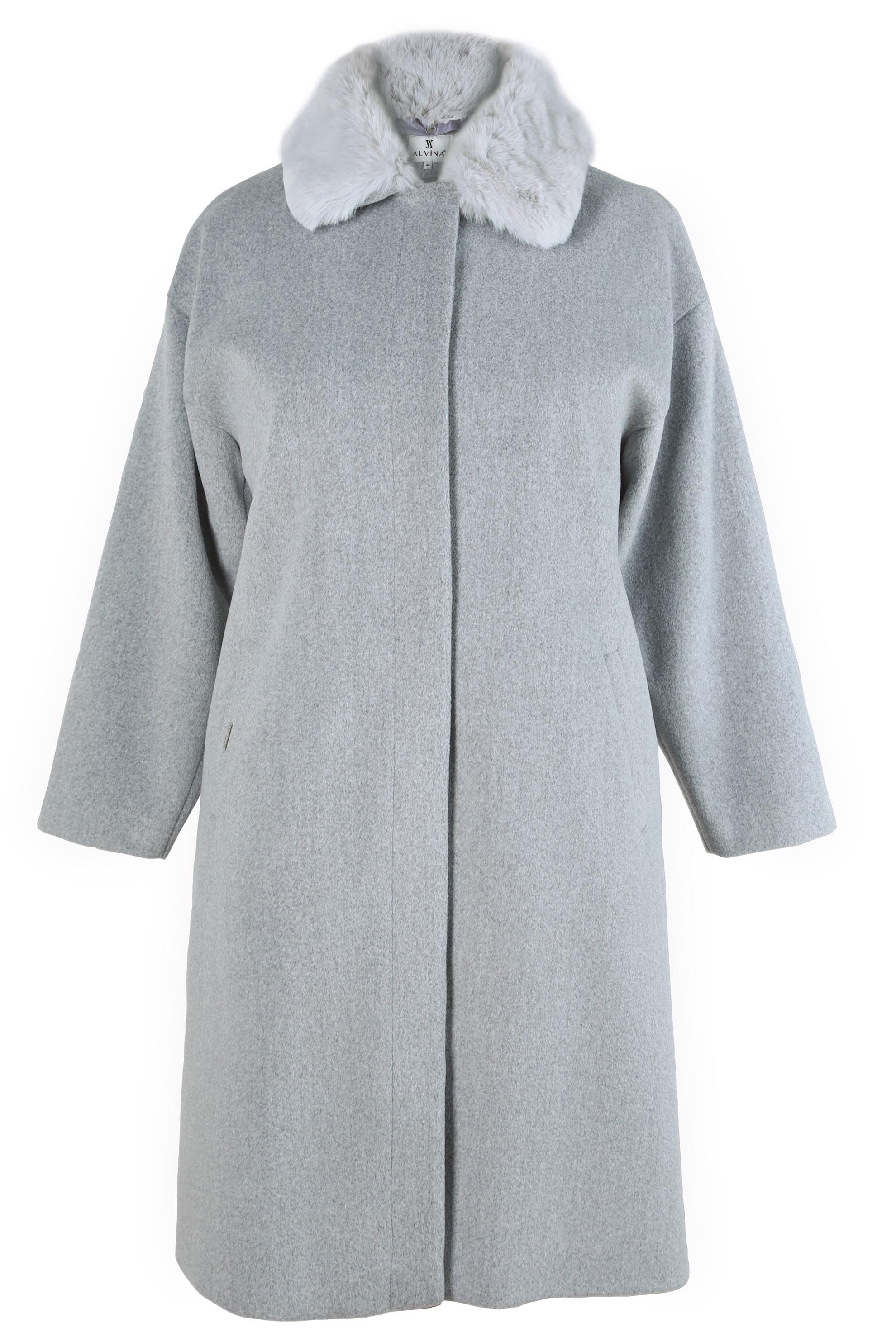 Tesettür giyim GRİ KÜRK DETAYLI KABAN 90464