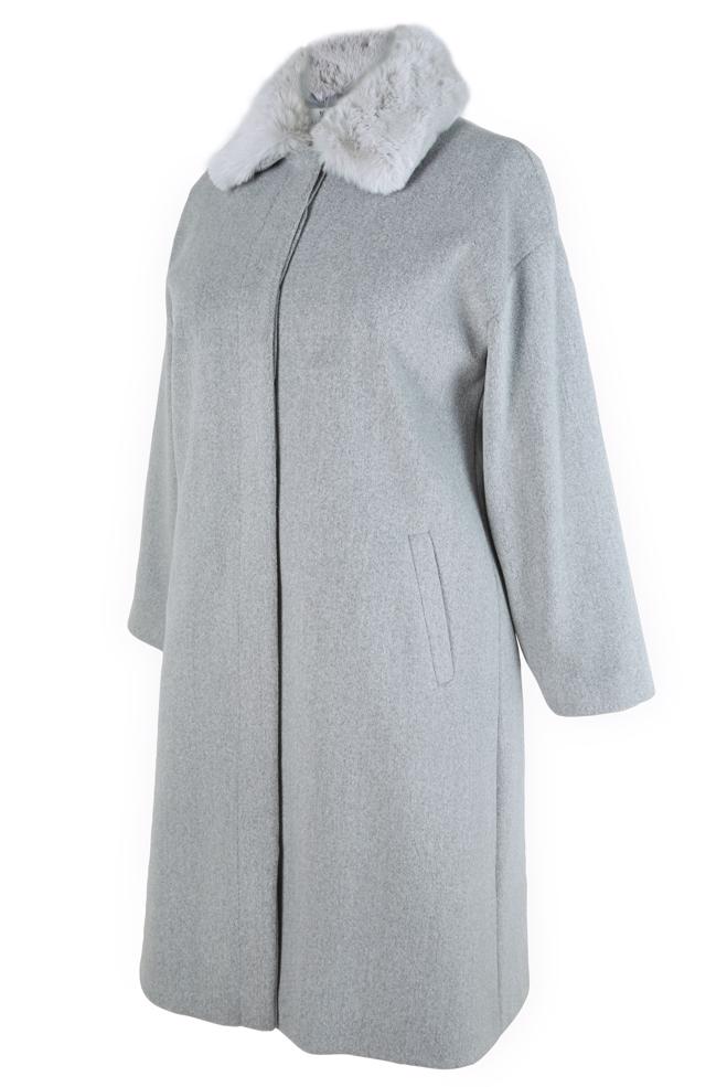 Hijab clothing GREY COAT WITH FUR DETAIL 90464 - ALVİNA