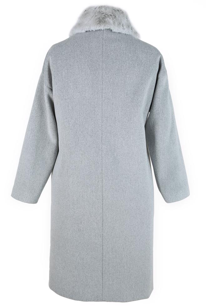 Hijab clothing GREY COAT WITH FUR DETAIL 90464 - ALVİNA