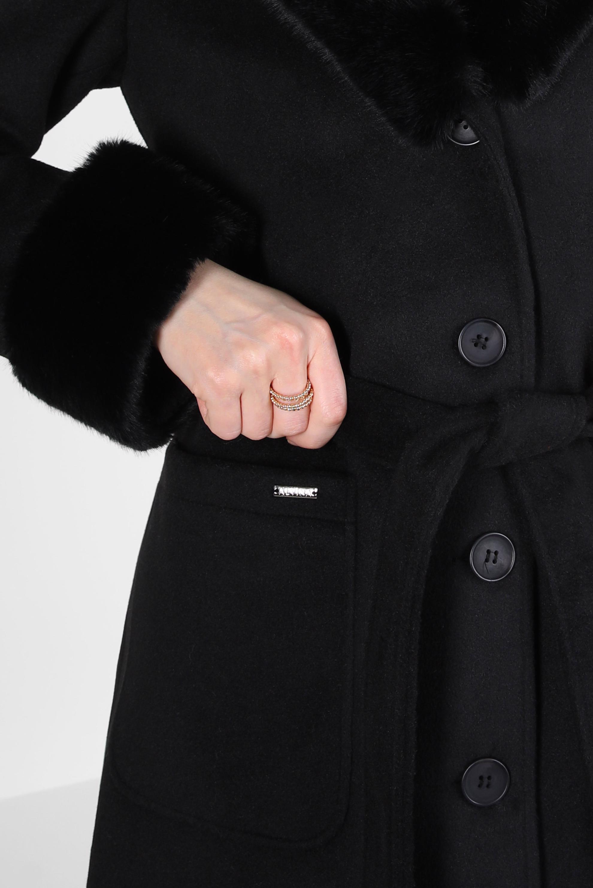 Tesettür giyim SİYAH KÜRK DETAYLI KUŞAKLI KABAN 90465