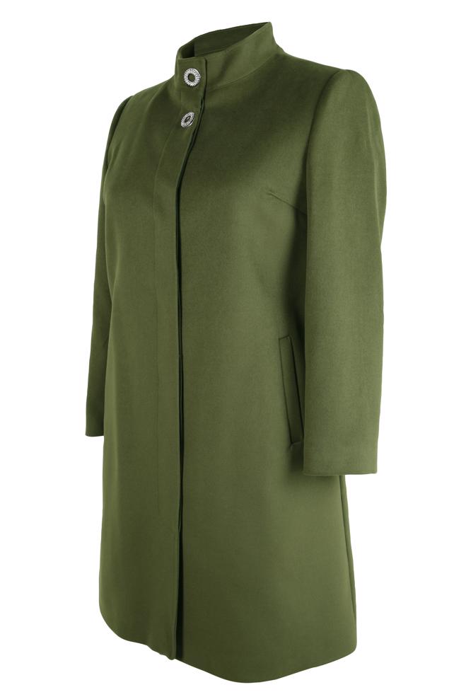 Tesettür giyim YEŞİL DİK YAKA BÜYÜK BEDEN KABAN 90468 - ALVİNA