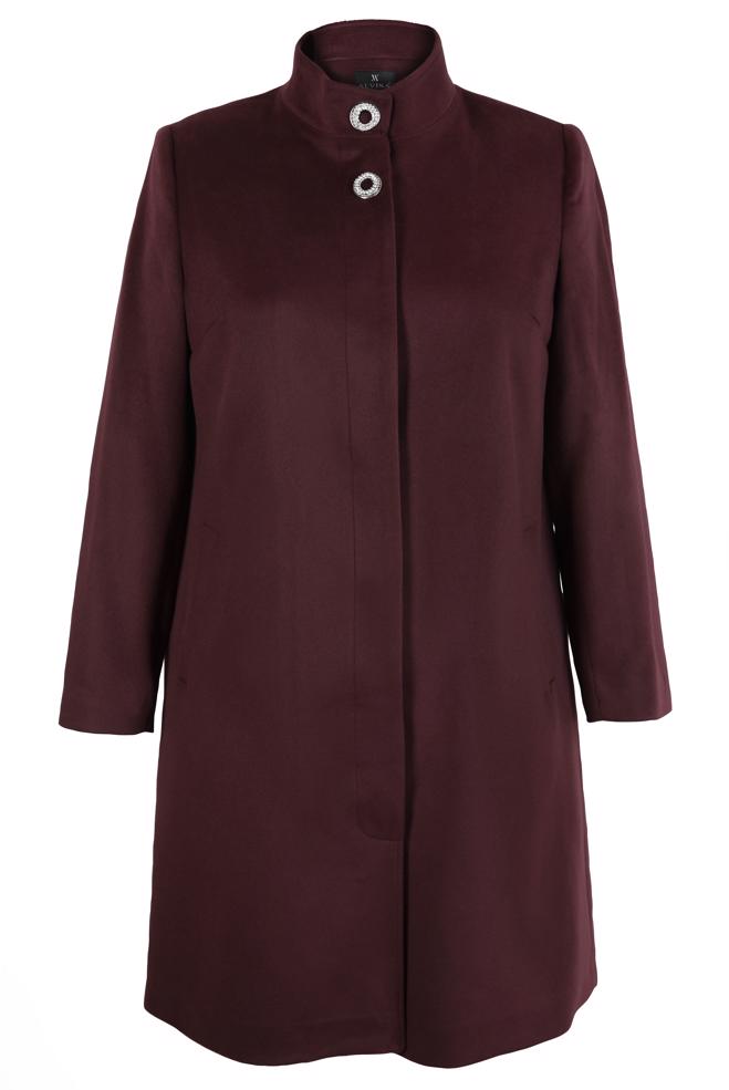 Tesettür giyim BORDO DİK YAKA BÜYÜK BEDEN KABAN 90468 - ALVİNA