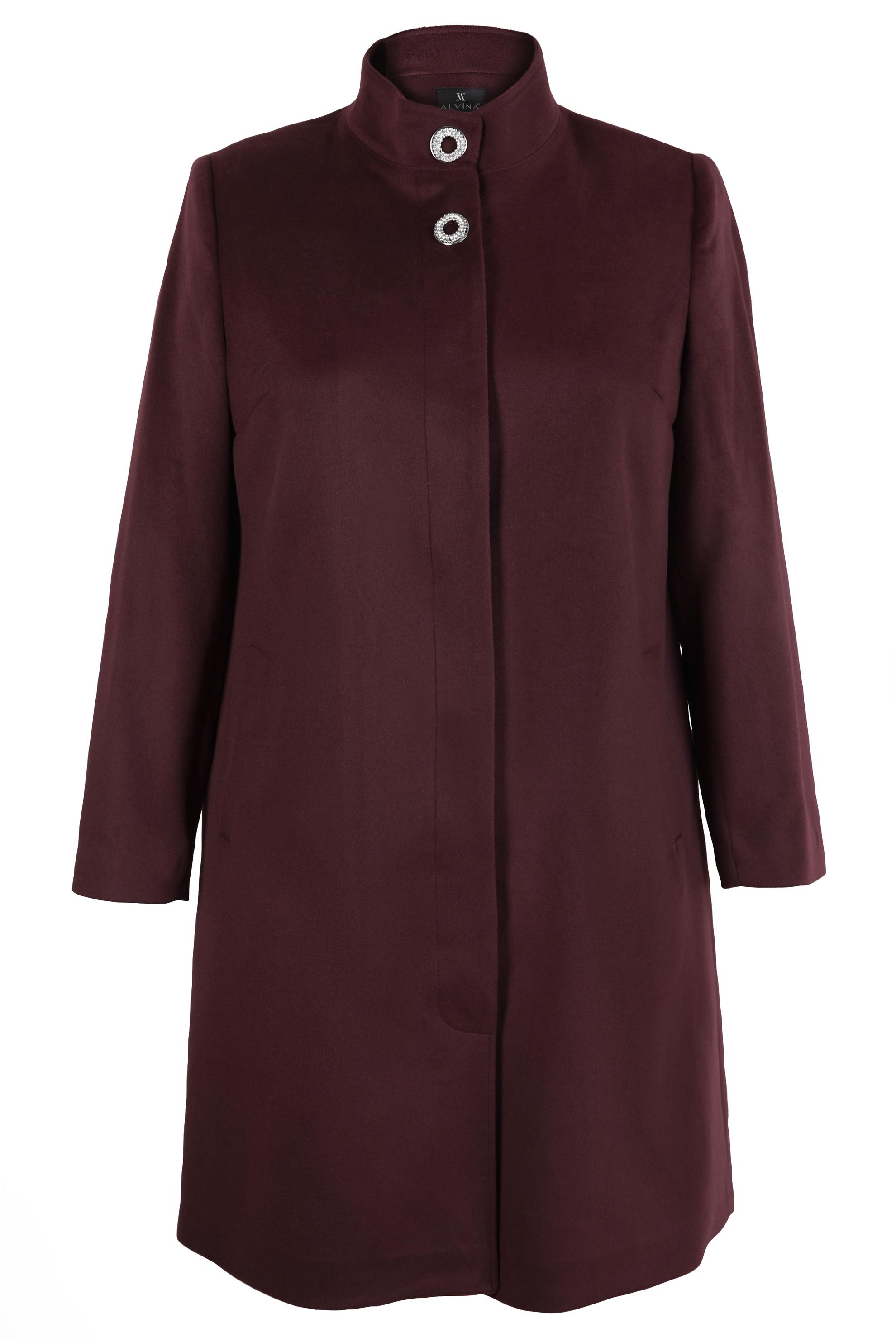 Hijab clothing CLARET RED STAND-UP COLLAR COAT 90468