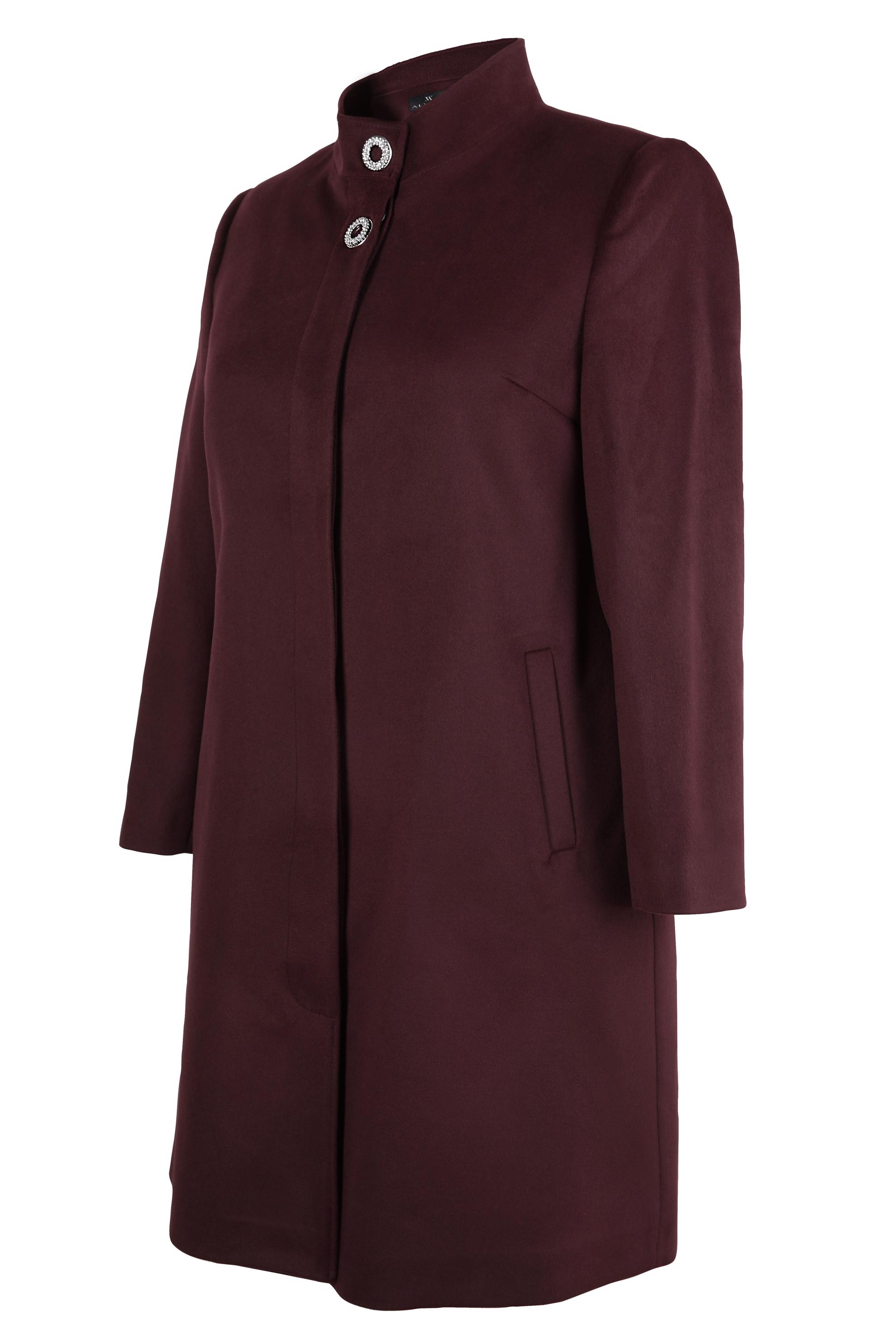 Hijab clothing CLARET RED STAND-UP COLLAR COAT 90468