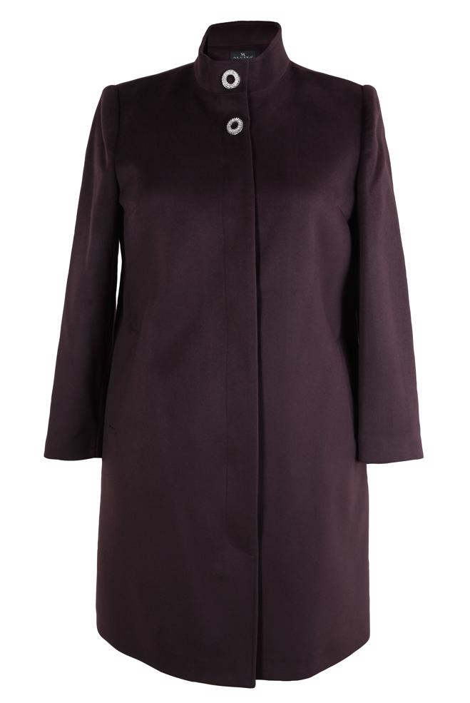 Tesettür giyim BORDO DİK YAKA BÜYÜK BEDEN KABAN 90468 - ALVİNA