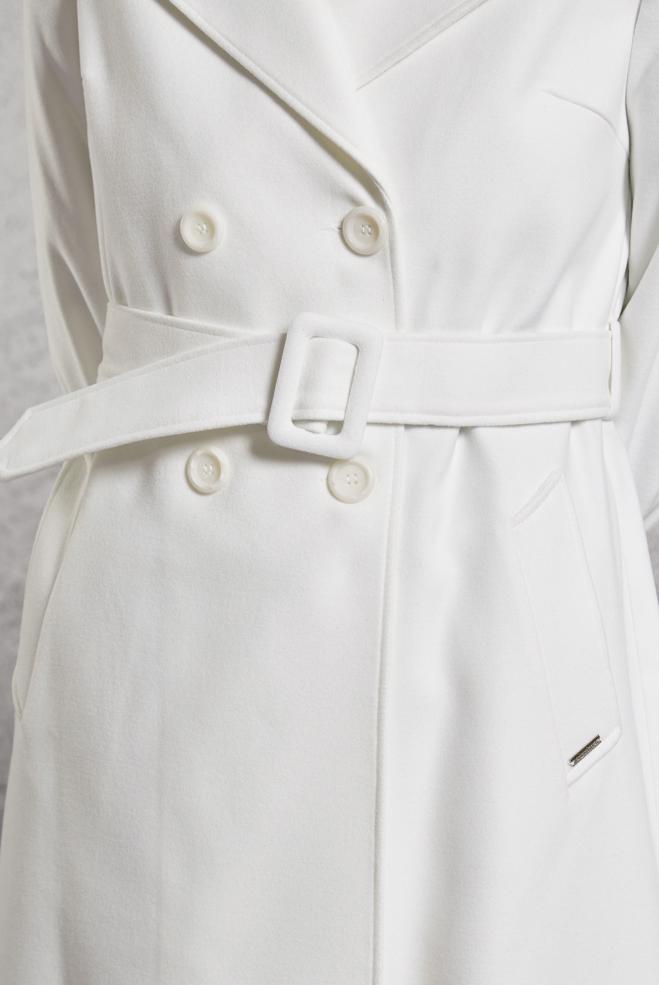 Tesettür giyim BEYAZ KEMERLİ KABAN 90471 - ALVİNA