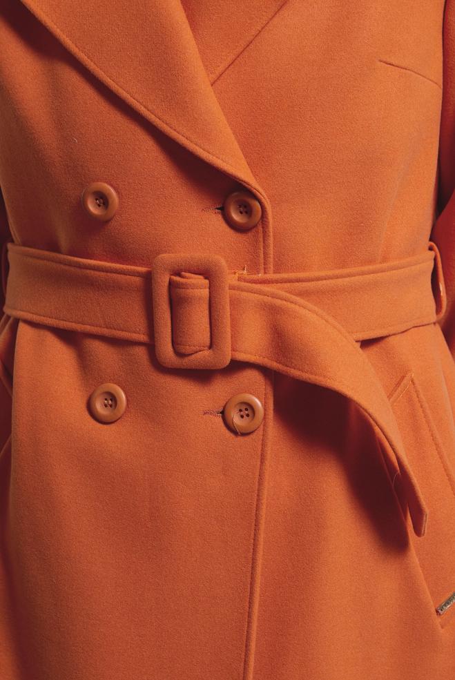 Tesettür giyim TURUNCU KEMERLİ KABAN 90471 - ALVİNA