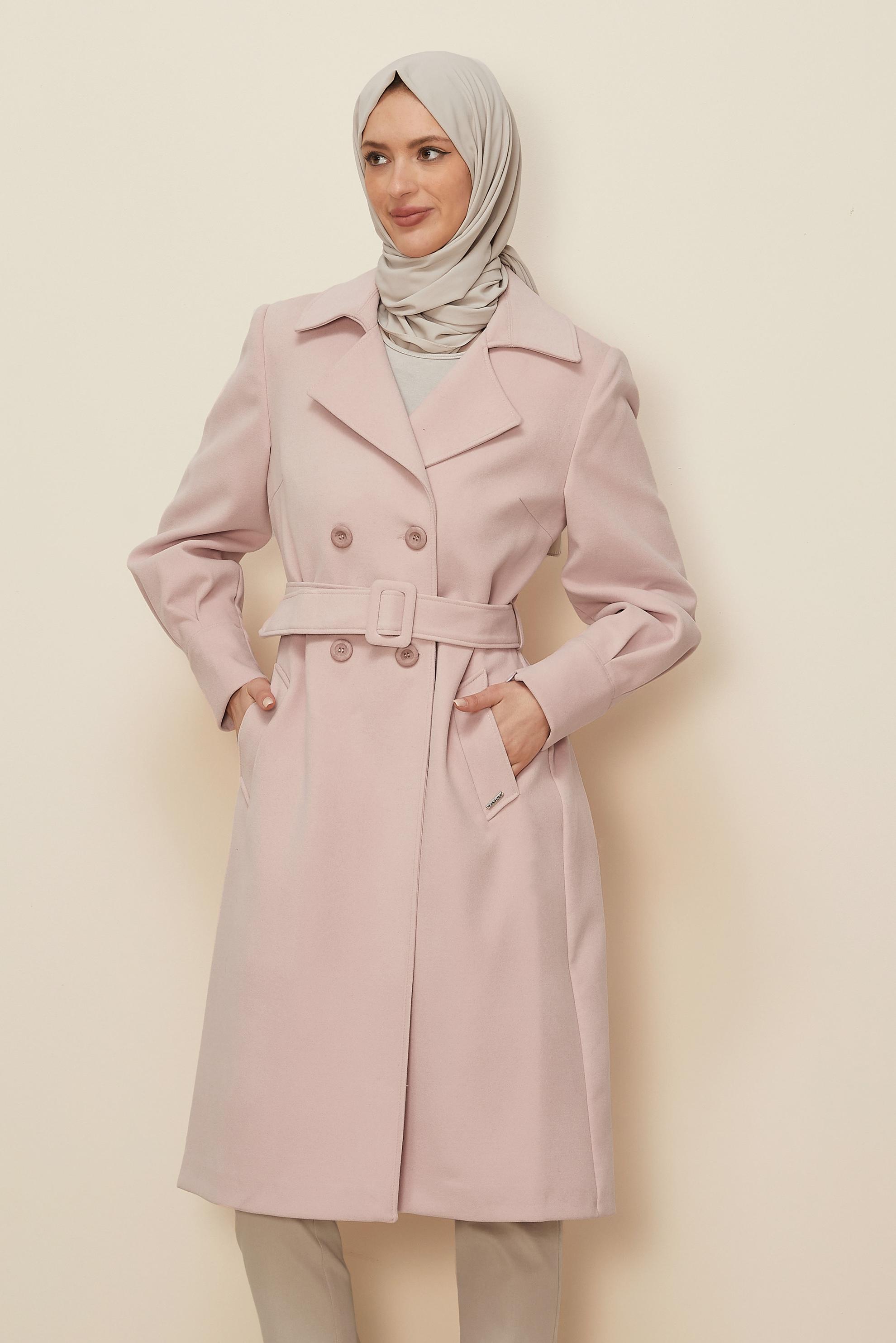 Hijab clothing POWDER BELTED COAT 90471