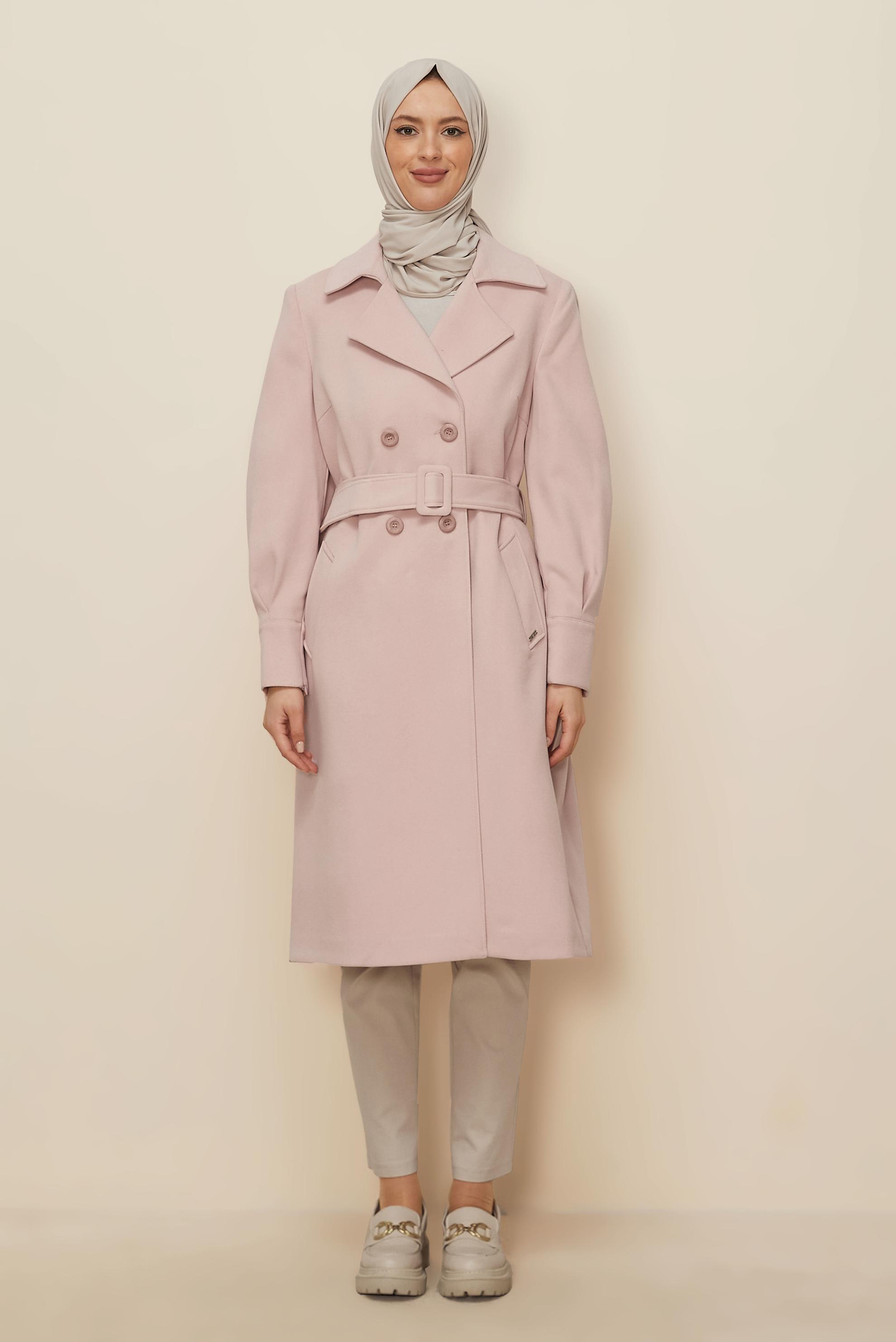 Hijab clothing POWDER BELTED COAT 90471