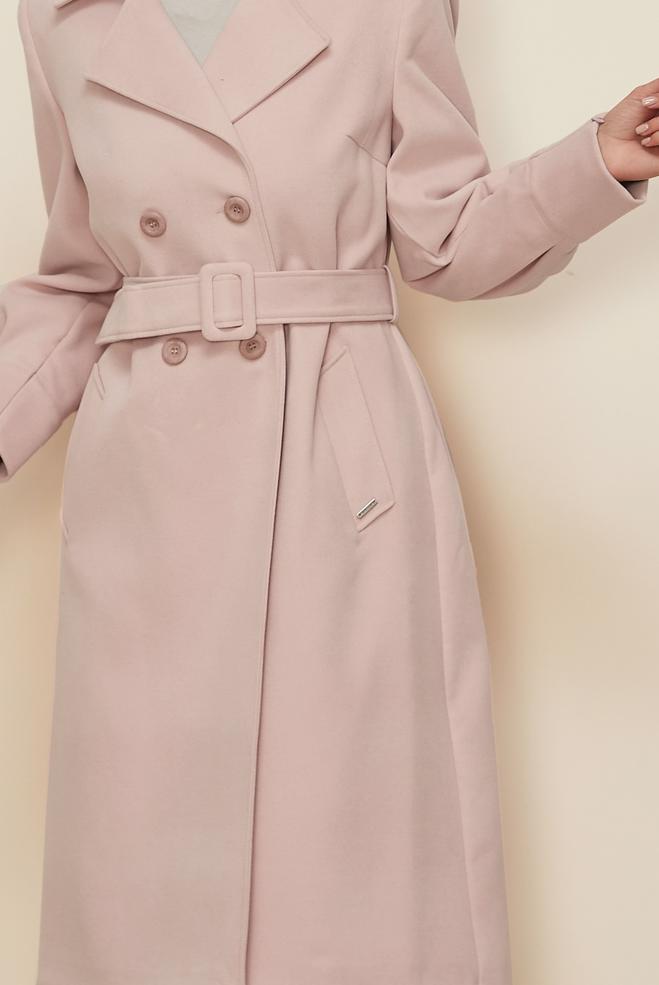 Hijab clothing POWDER BELTED COAT 90471 - ALVİNA