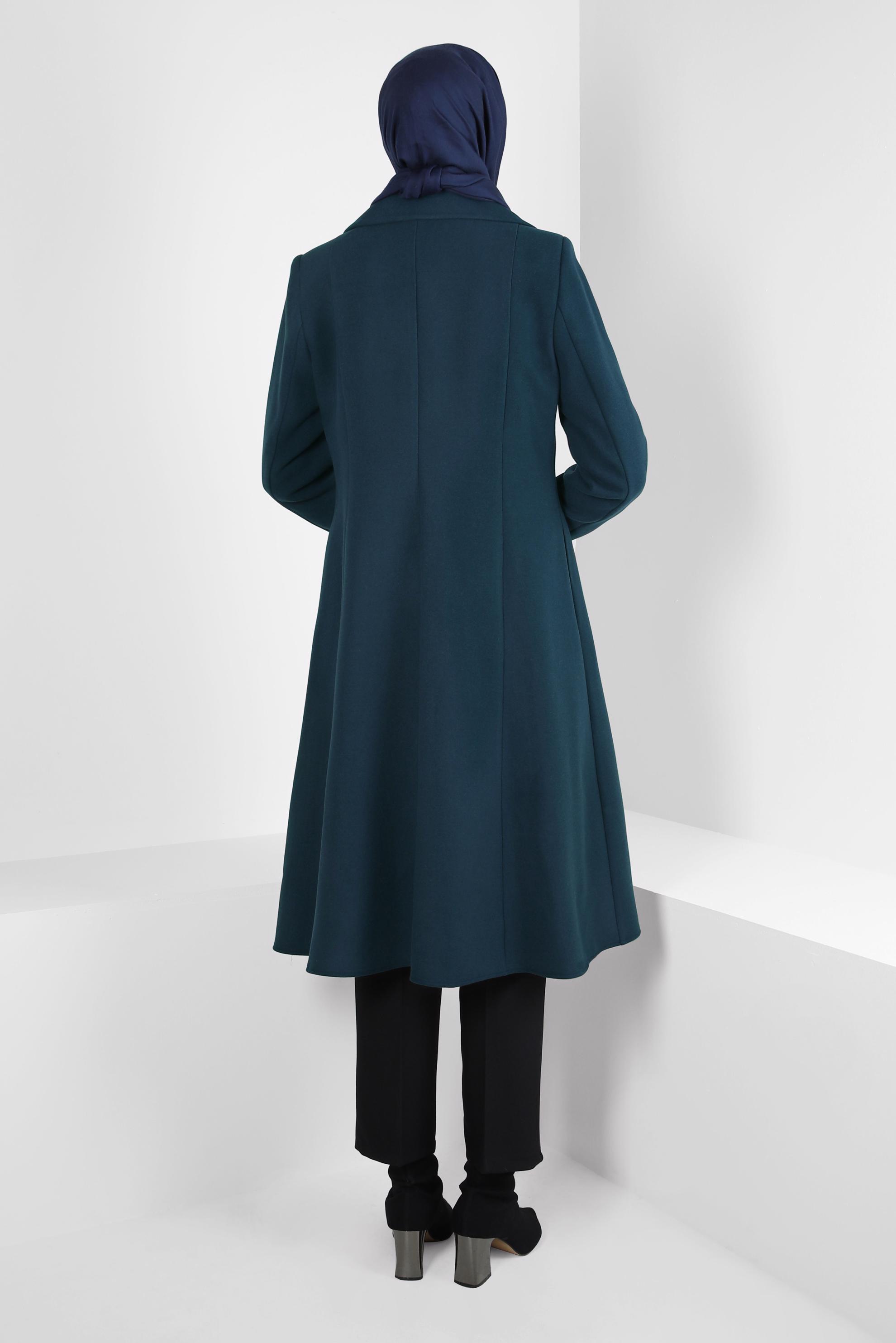 Tesettür giyim LACİVERT KRUVAZE YAKA KABAN 90472