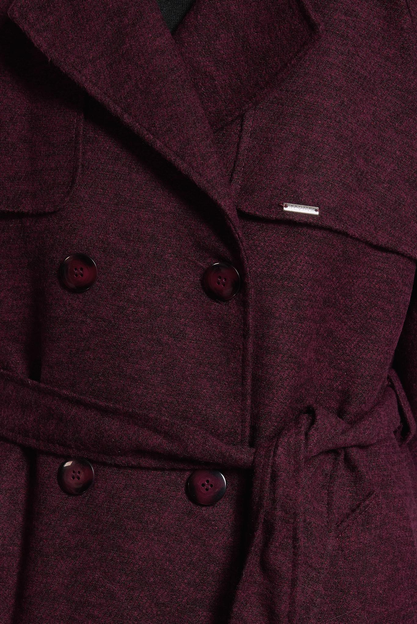 Tesettür giyim BORDO KUŞAKLI KABAN 90474