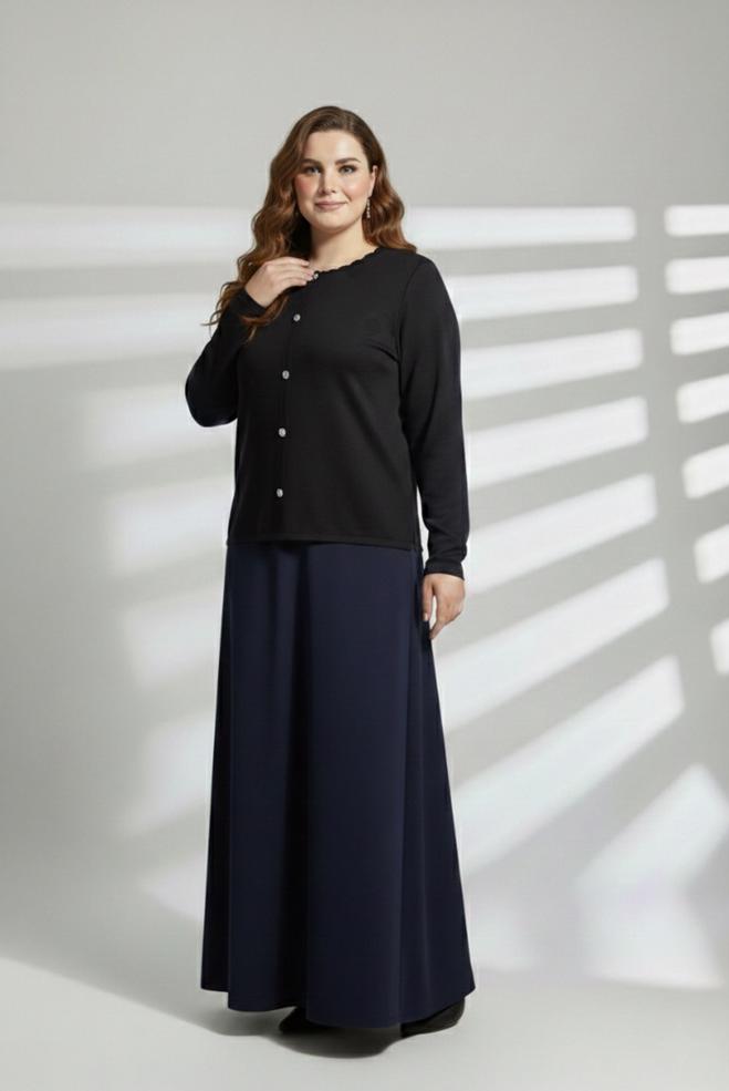Hijab clothing BLACK KNITWEAR SWEATER 20488 - ALVİNA