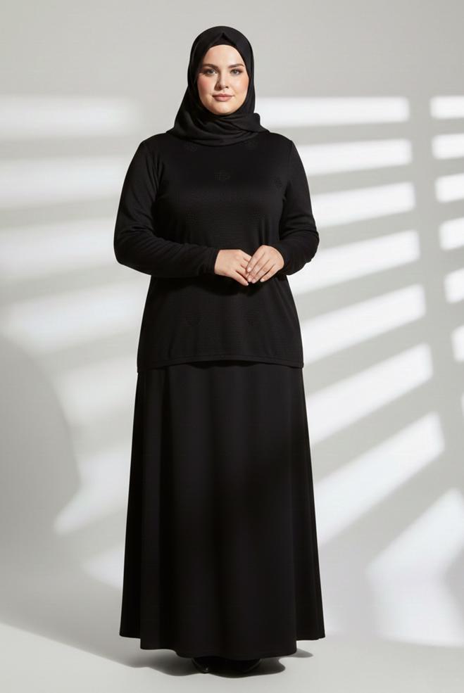 Vêtements hijab NOIR PULL EN MAILLE 20491 - ALVİNA