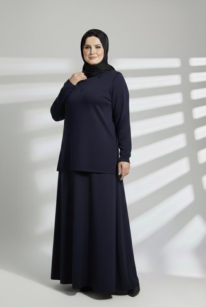 Vêtements hijab BLEU MARINE PULL EN MAILLE 20491 - ALVİNA