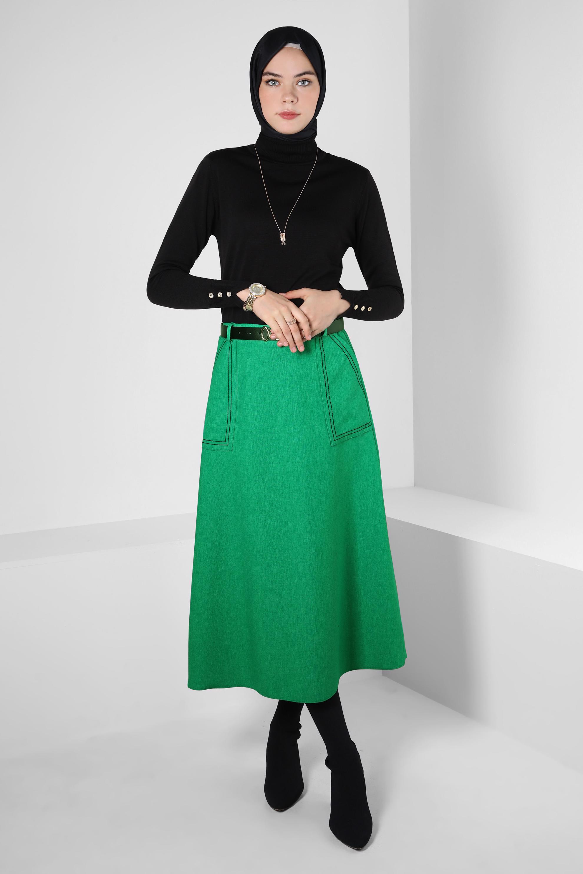 Tesettür giyim SİYAH BOĞAZLI YAKA TRİKO KAZAK 44051