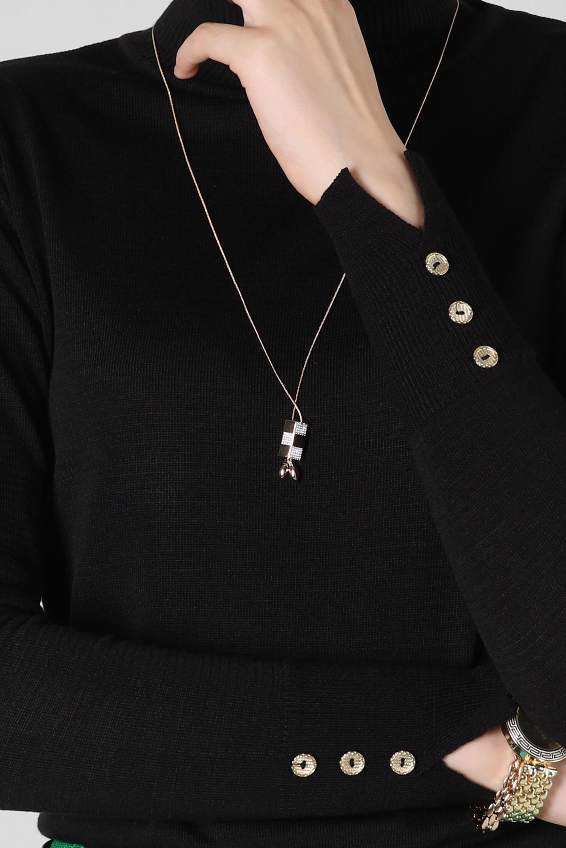 Tesettür giyim SİYAH BOĞAZLI YAKA TRİKO KAZAK 44051