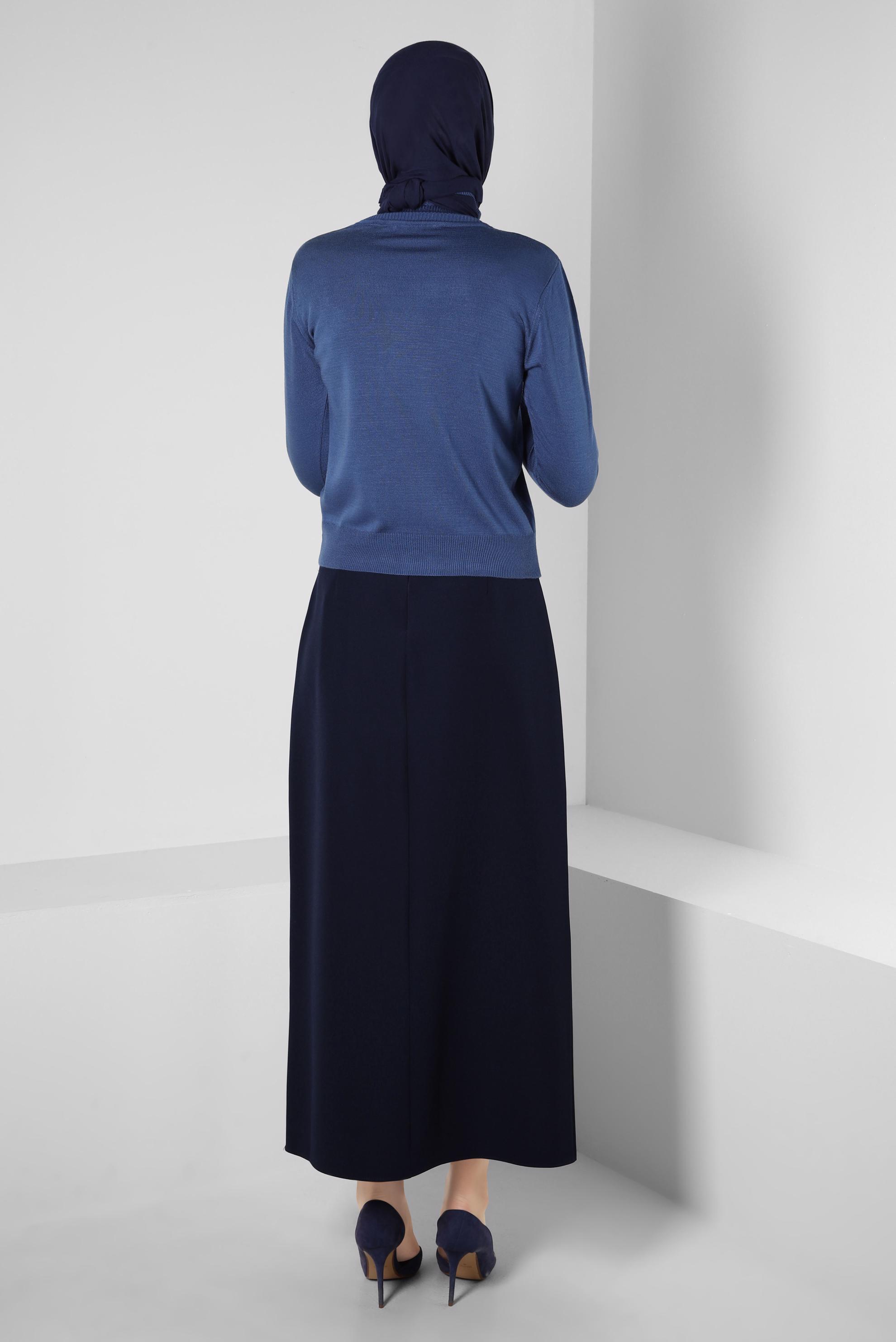 Tesettür giyim LACİVERT BOĞAZLI YAKA TRİKO KAZAK 44051