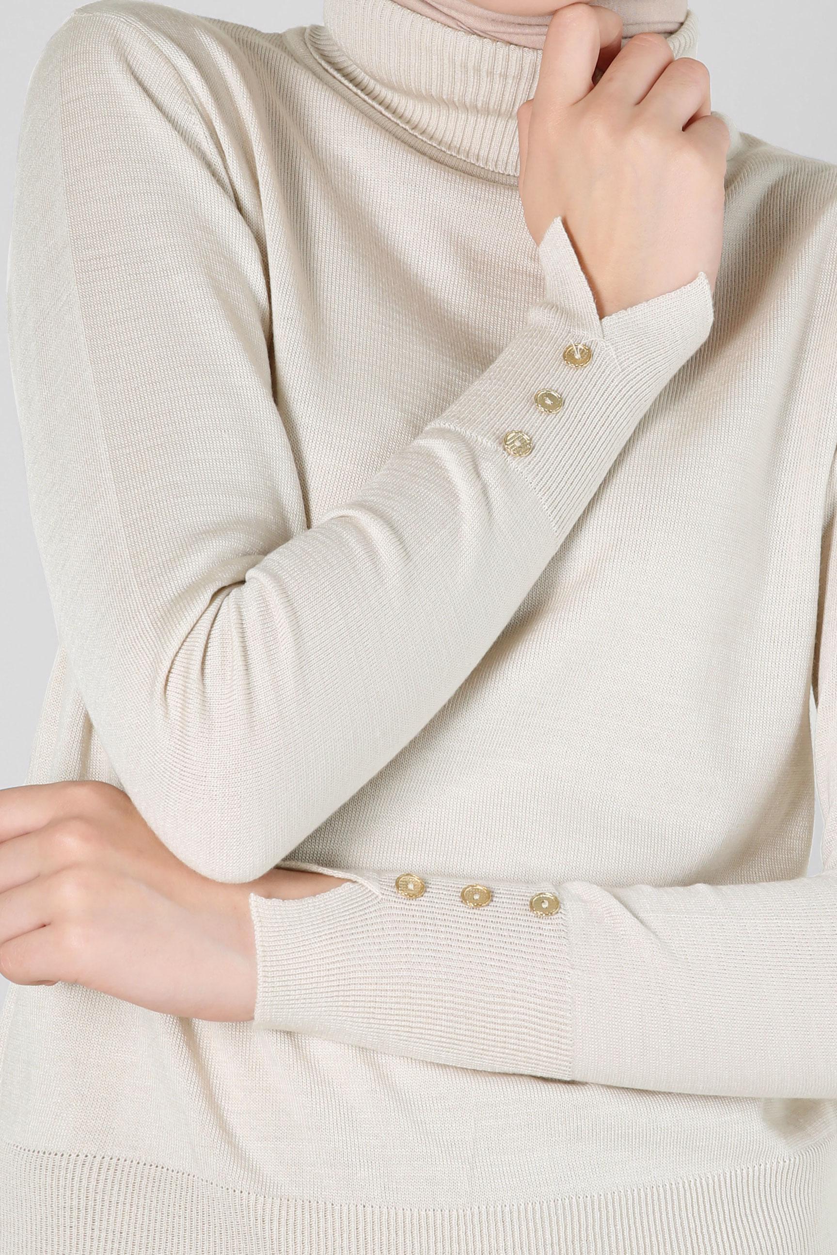 Tesettür giyim BEJ BOĞAZLI YAKA TRİKO KAZAK 44051