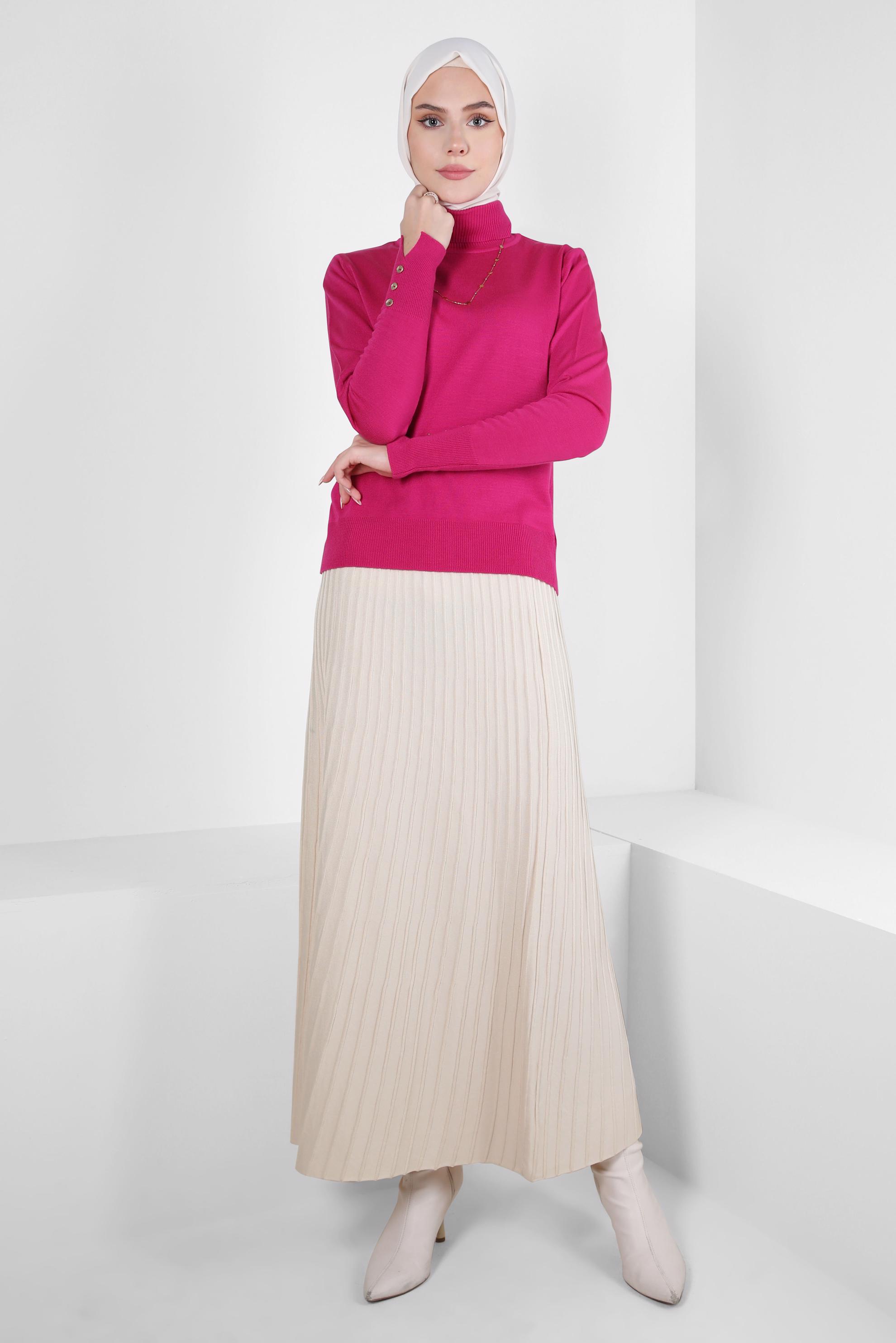 Hijab clothing FUCHSIA TURTLENECK KNITWEAR SWEATER 44051