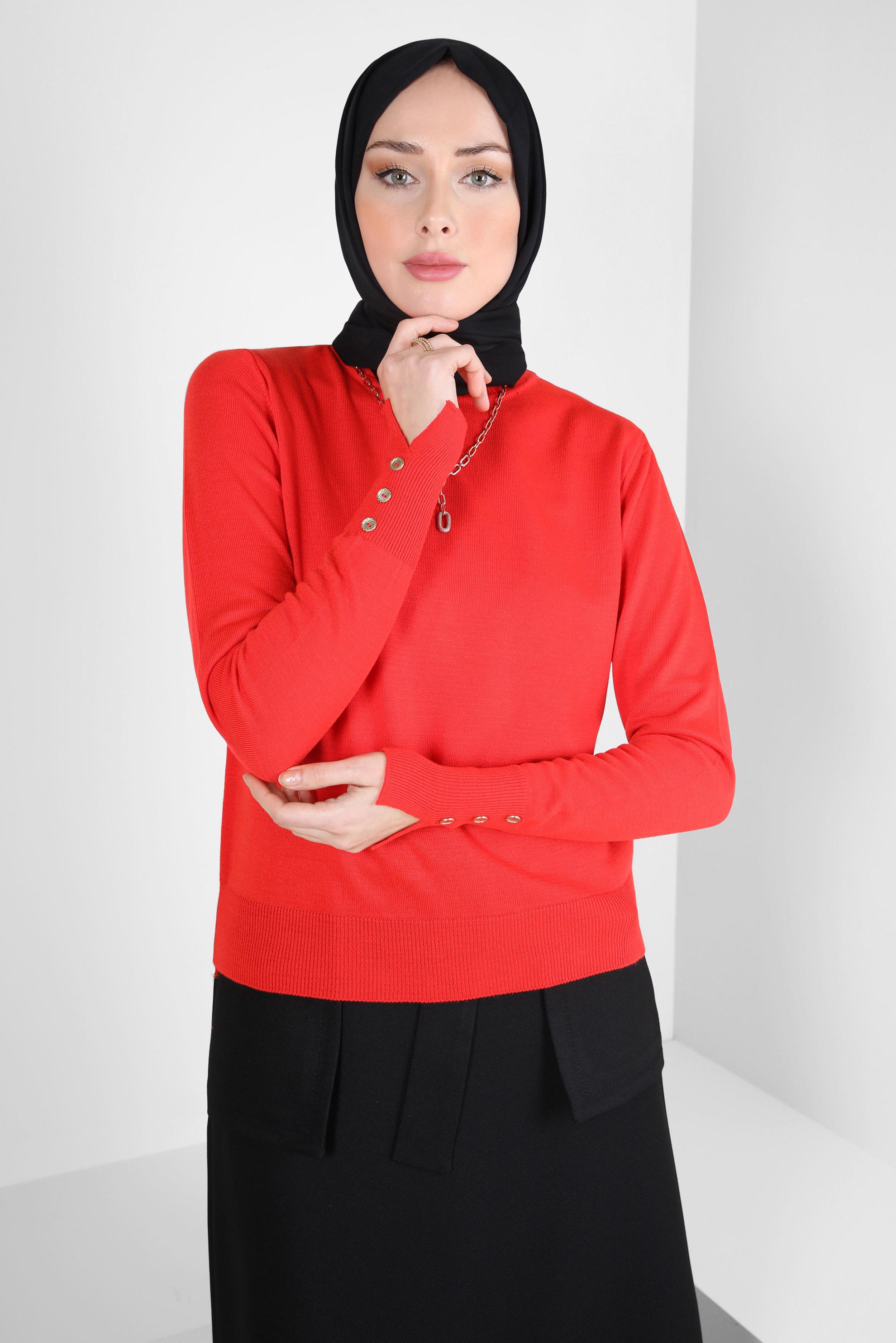 Hijab clothing RED TURTLENECK KNITWEAR SWEATER 44051