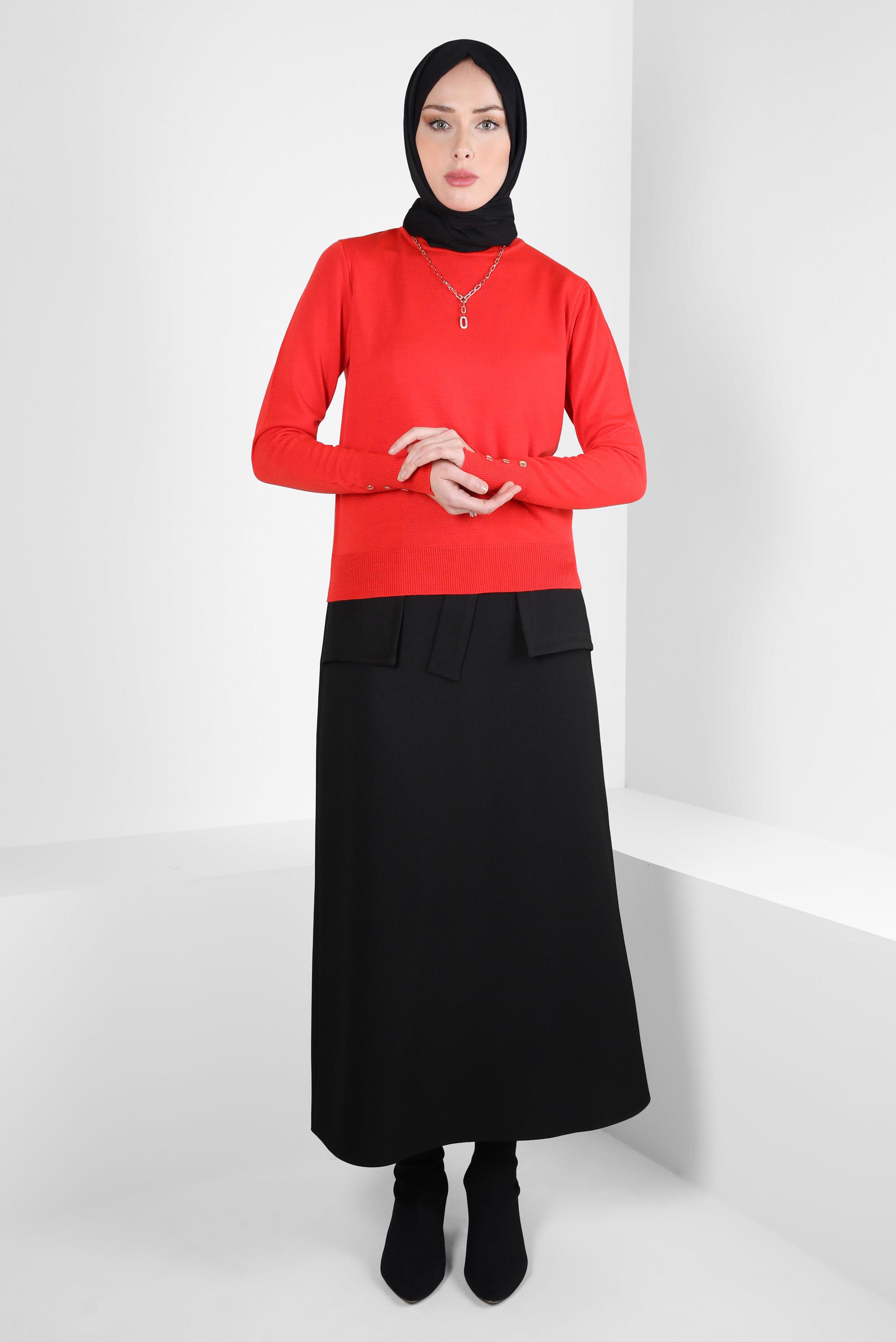 Hijab clothing RED TURTLENECK KNITWEAR SWEATER 44051