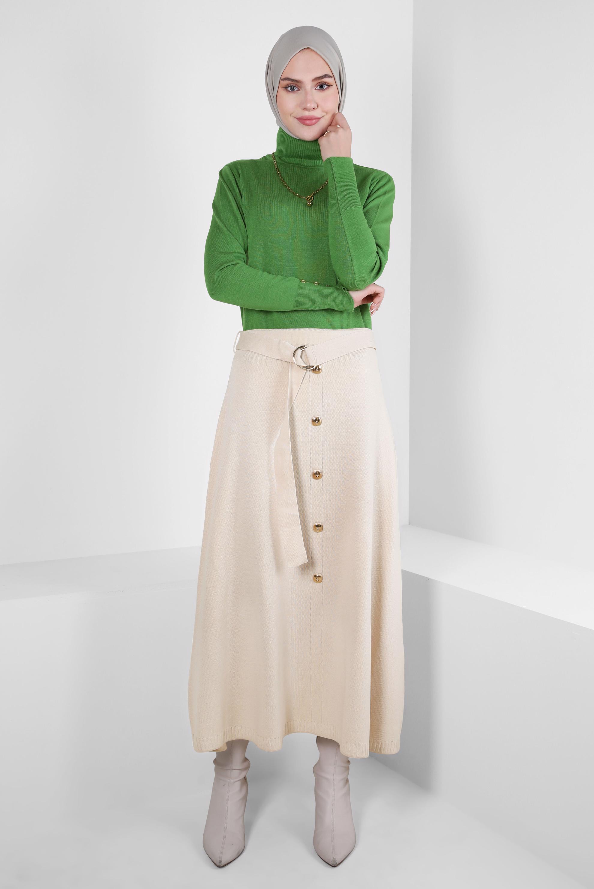 Hijab clothing GREEN TURTLENECK KNITWEAR SWEATER 44051