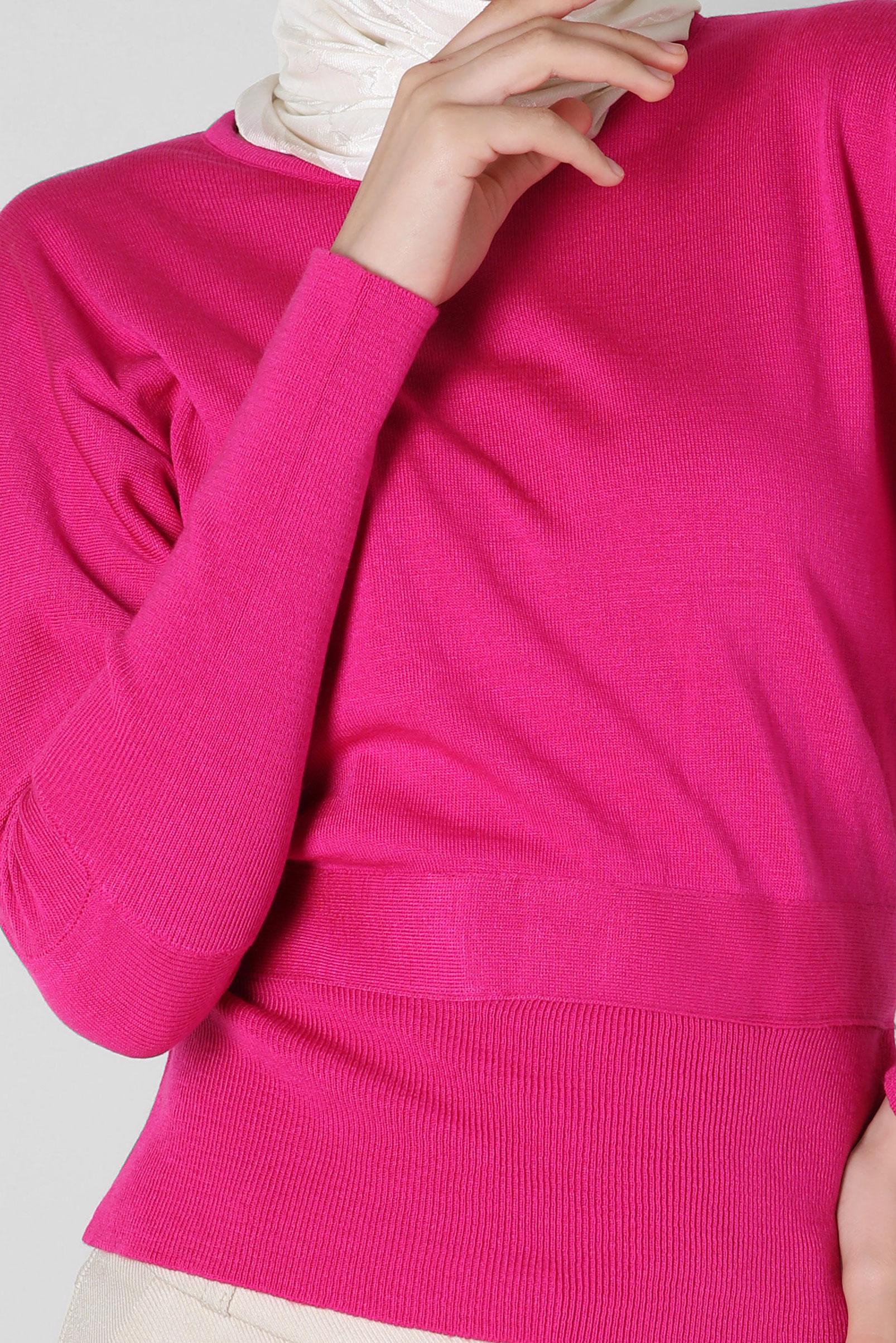 Hijab clothing FUCHSIA BELTED KNITWEAR SWEATER 44052