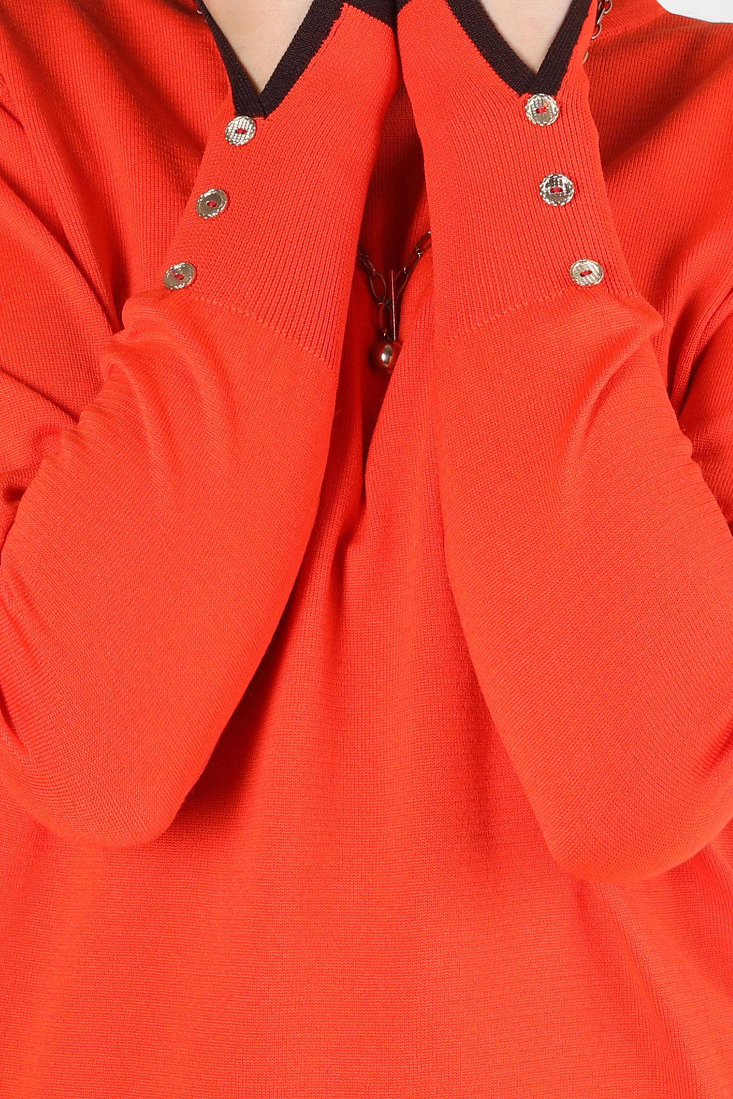 Tesettür giyim TURUNCU DÜĞME DETAYLI TRİKO KAZAK 44053