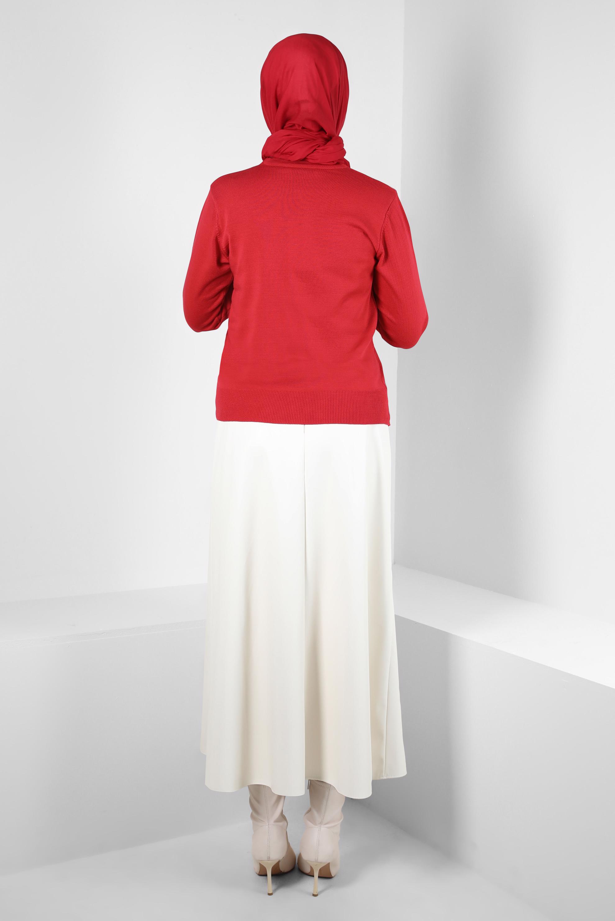 Tesettür giyim MERCAN BİSİKLET YAKA TRİKO KAZAK 44053-1