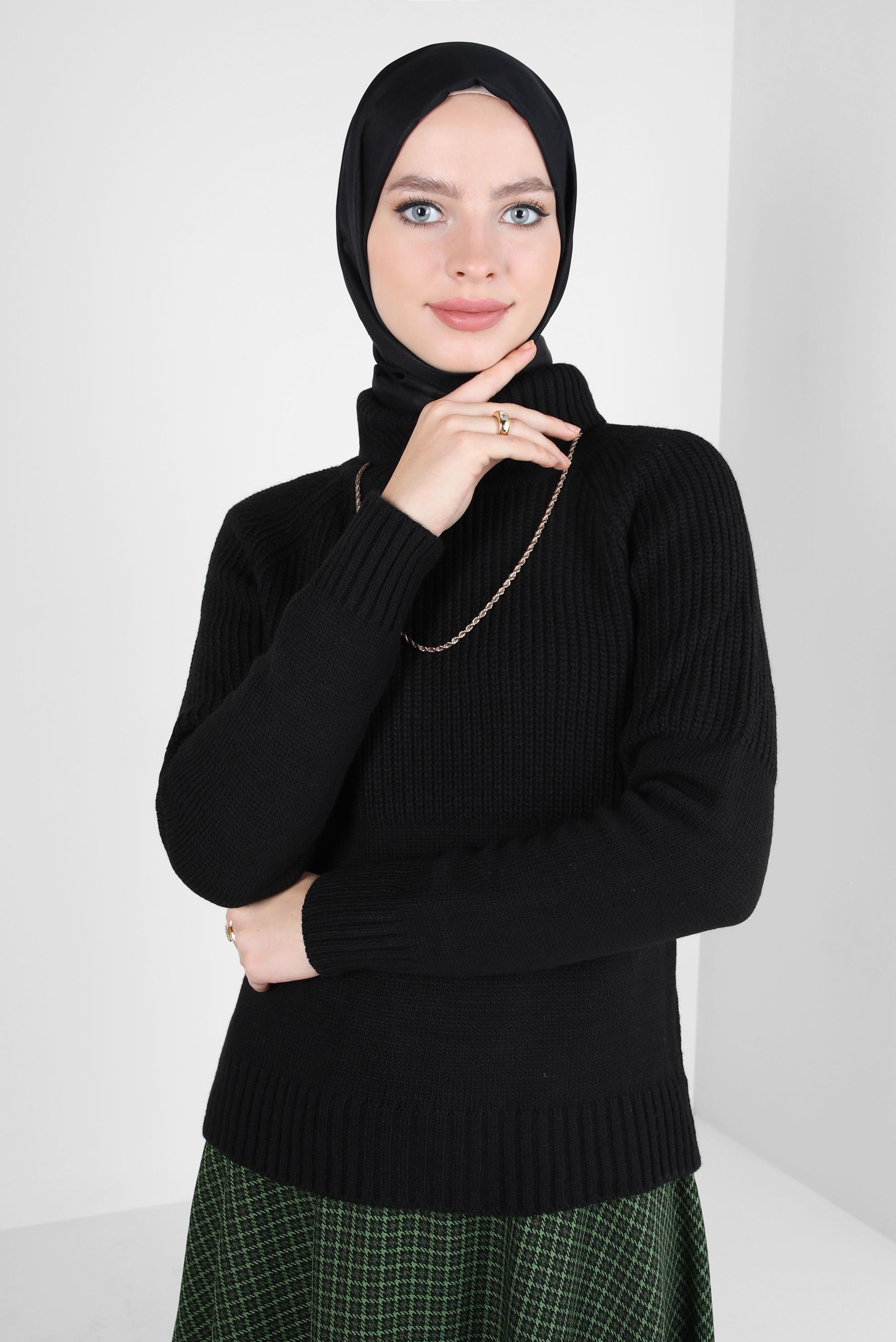 Vêtements hijab NOIR PULL COL ROULÉ 44068