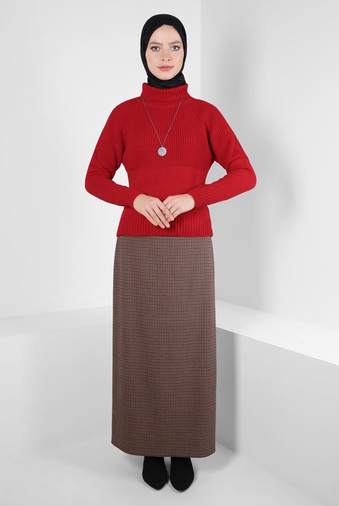 Vêtements hijab ROUGE PULL COL ROULÉ 44068 - ALVİNA