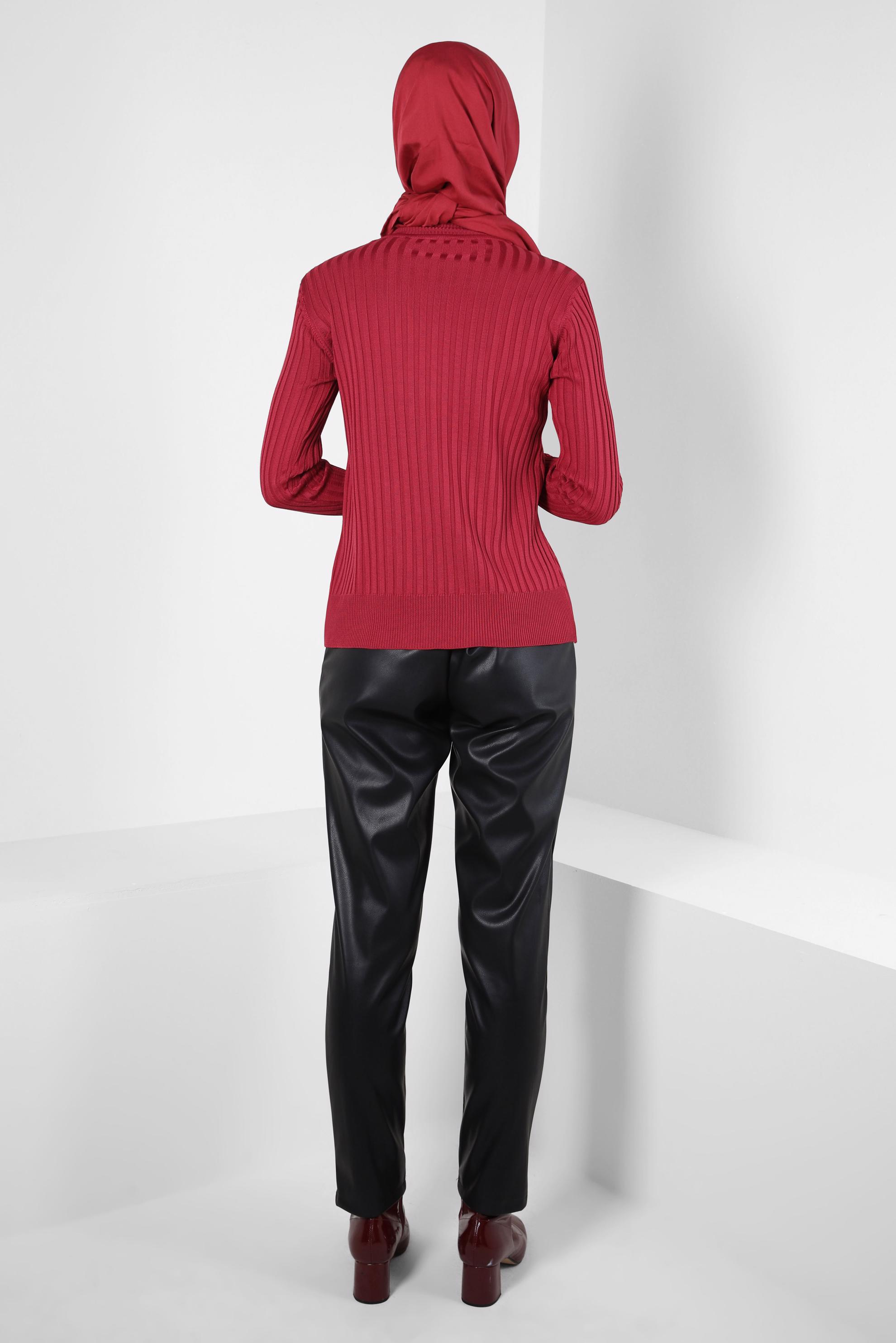 Tesettür giyim KIRMIZI TRİKO KAZAK 44071