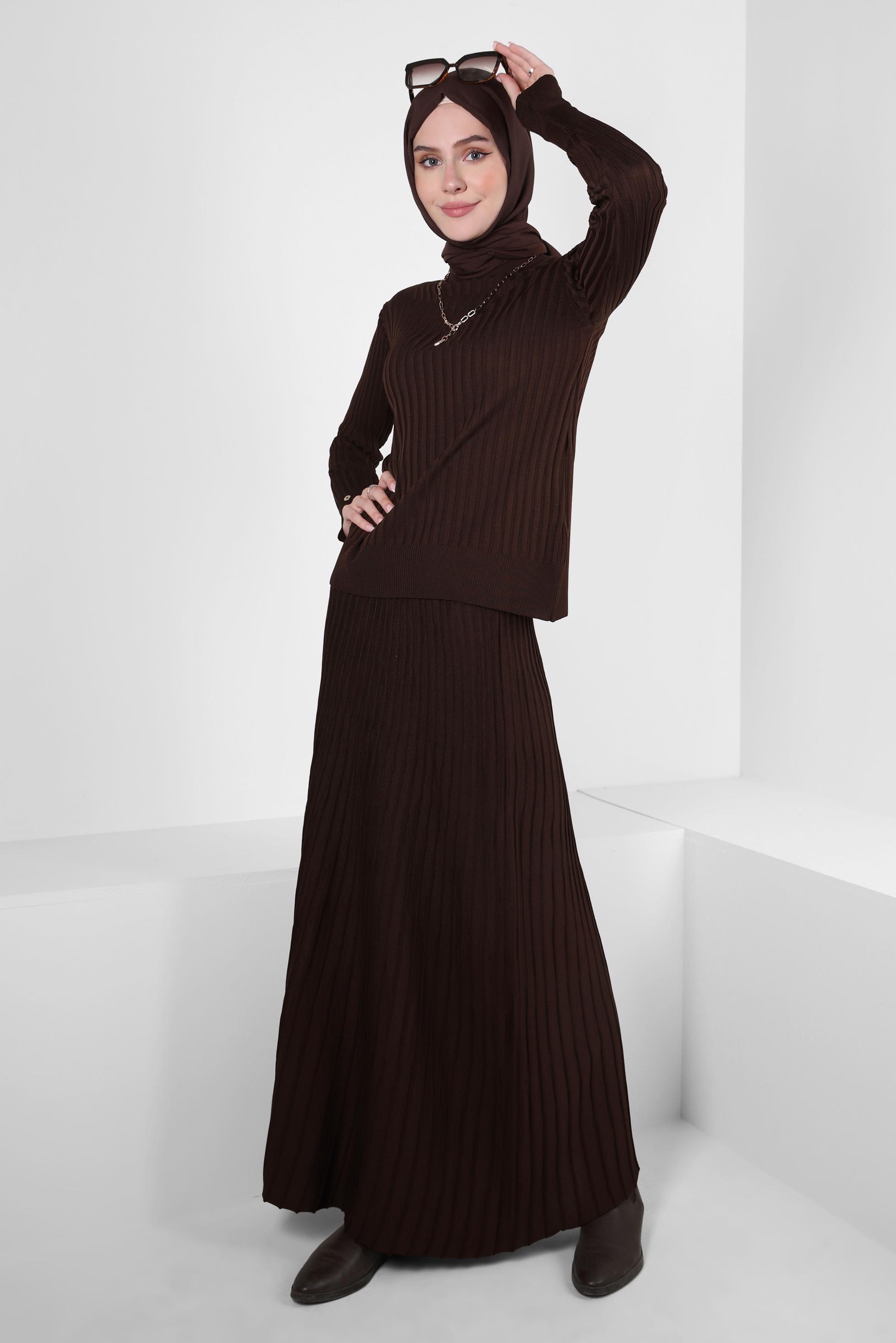 Tesettür giyim KAHVE TRİKO KAZAK 44071