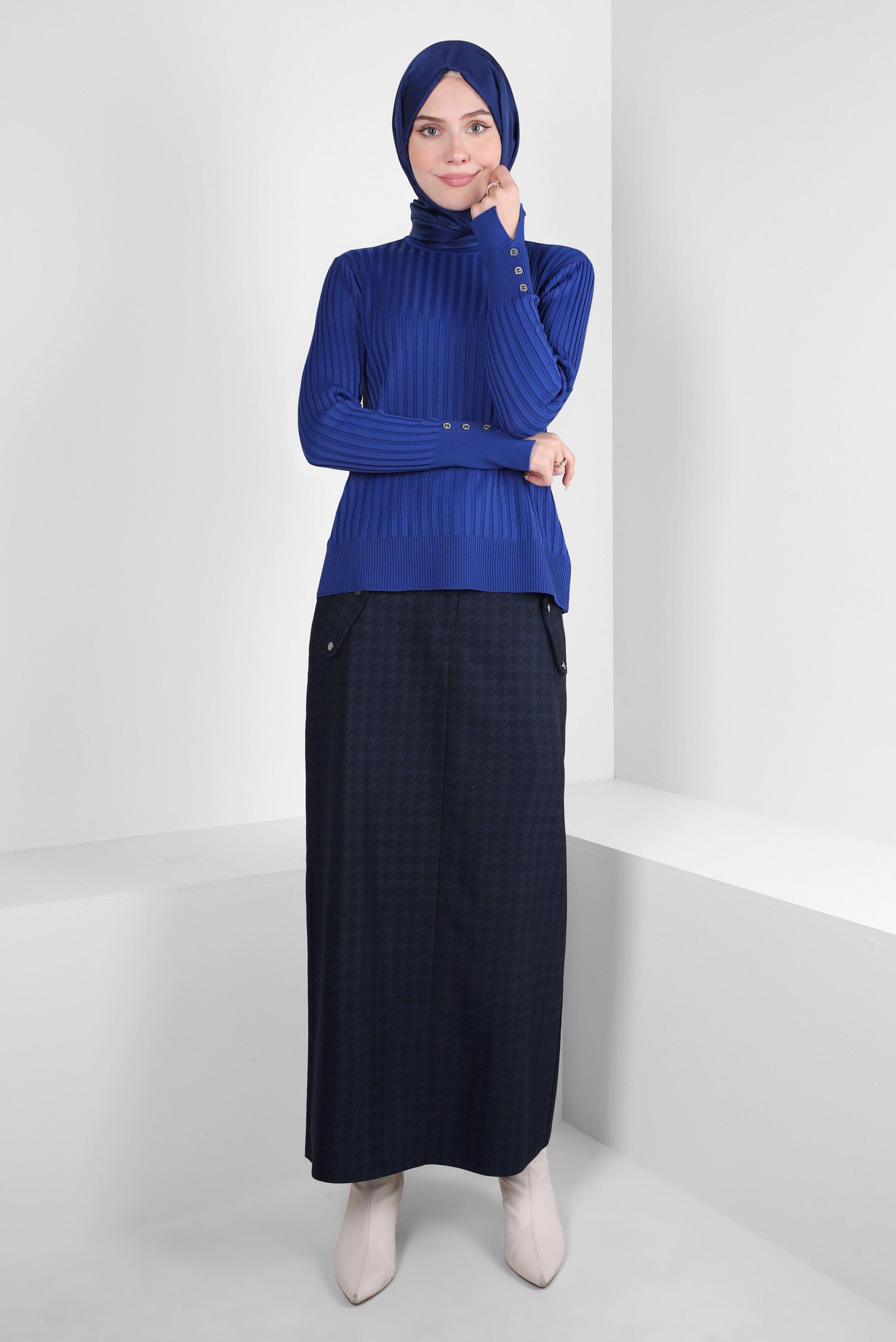 Tesettür giyim LACİVERT TRİKO KAZAK 44071