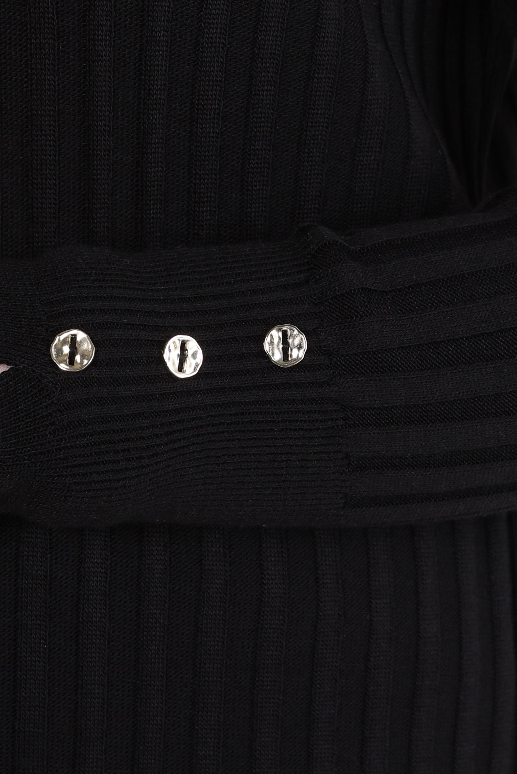 Tesettür giyim SİYAH DÜĞME DETAYLI TRİKO KAZAK 44073-1