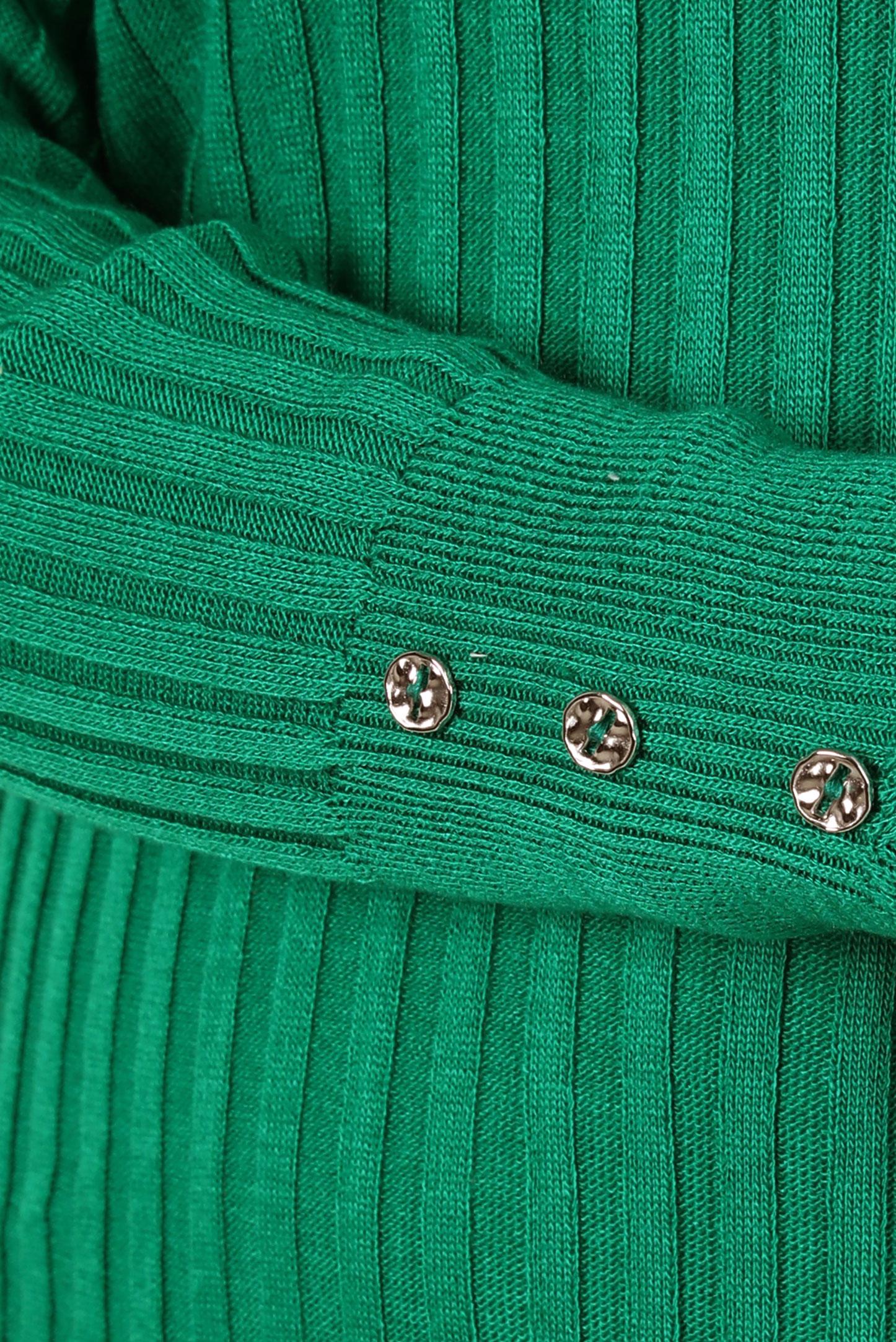 Tesettür giyim YEŞİL DÜĞME DETAYLI TRİKO KAZAK 44073-1