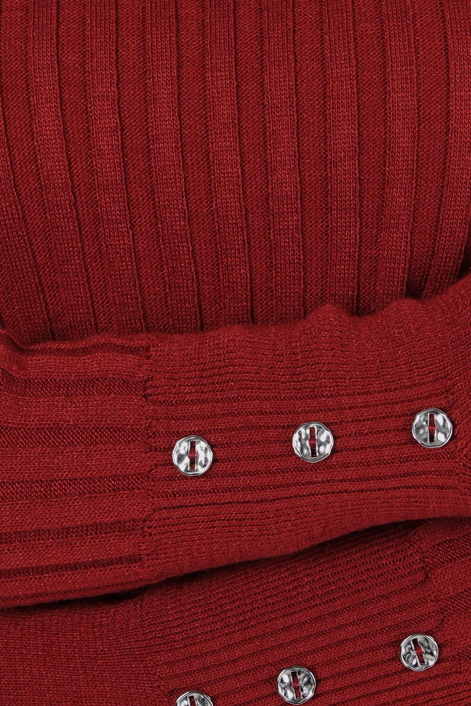 Tesettür giyim BORDO DÜĞME DETAYLI TRİKO KAZAK 44073-1